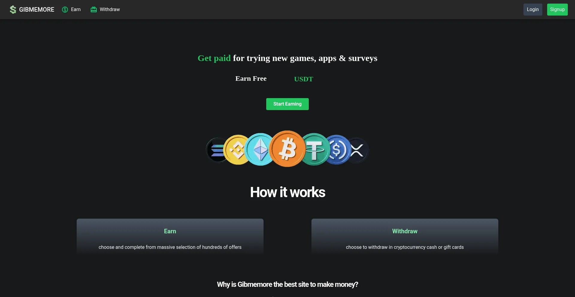 Website screenshot of Gibmemore.com