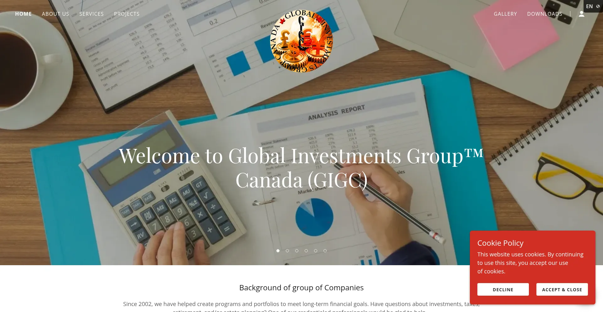 Website screenshot of Gigc.ca