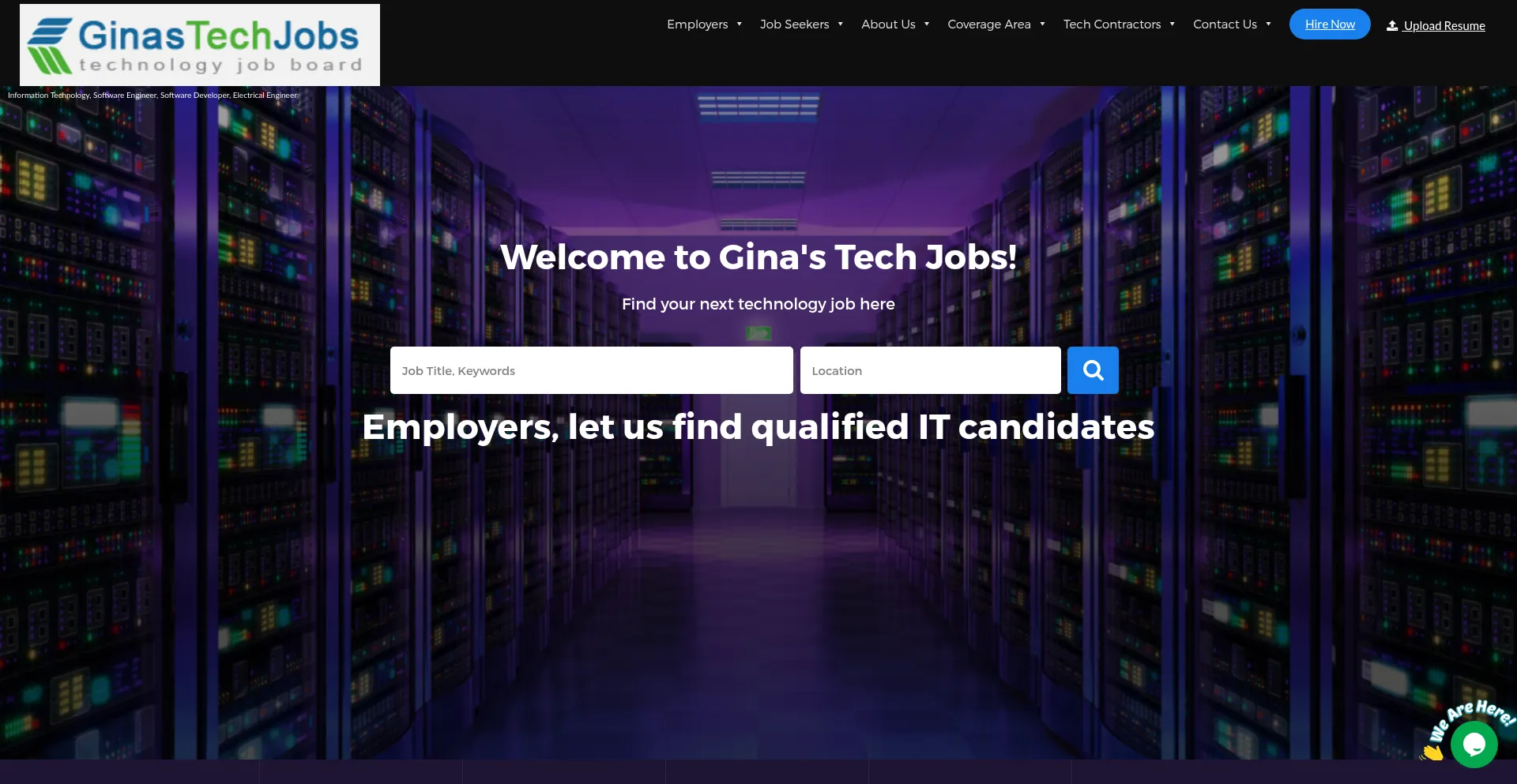 Website screenshot of Ginastechjobs.com