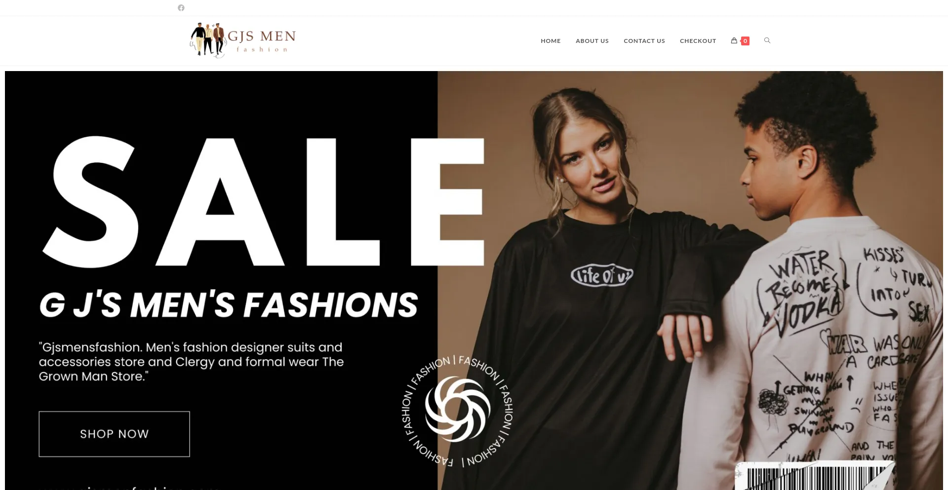 Website screenshot of Gjsmenfashion.com