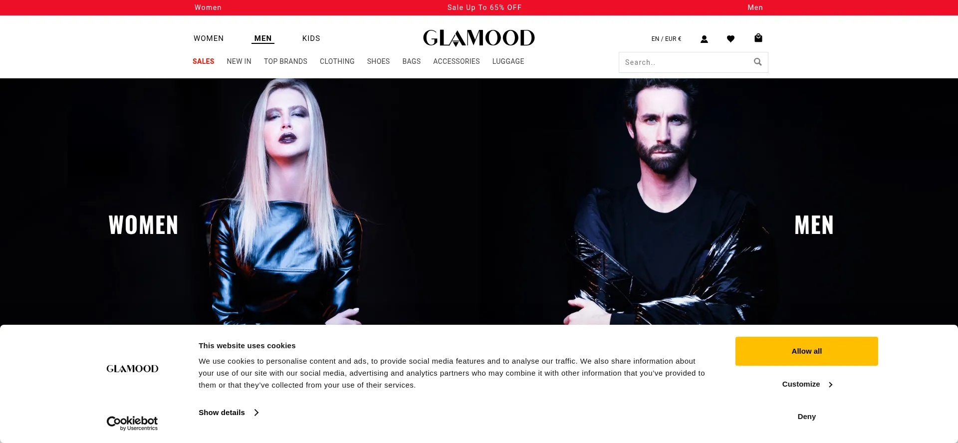 Website screenshot of Glamood.com