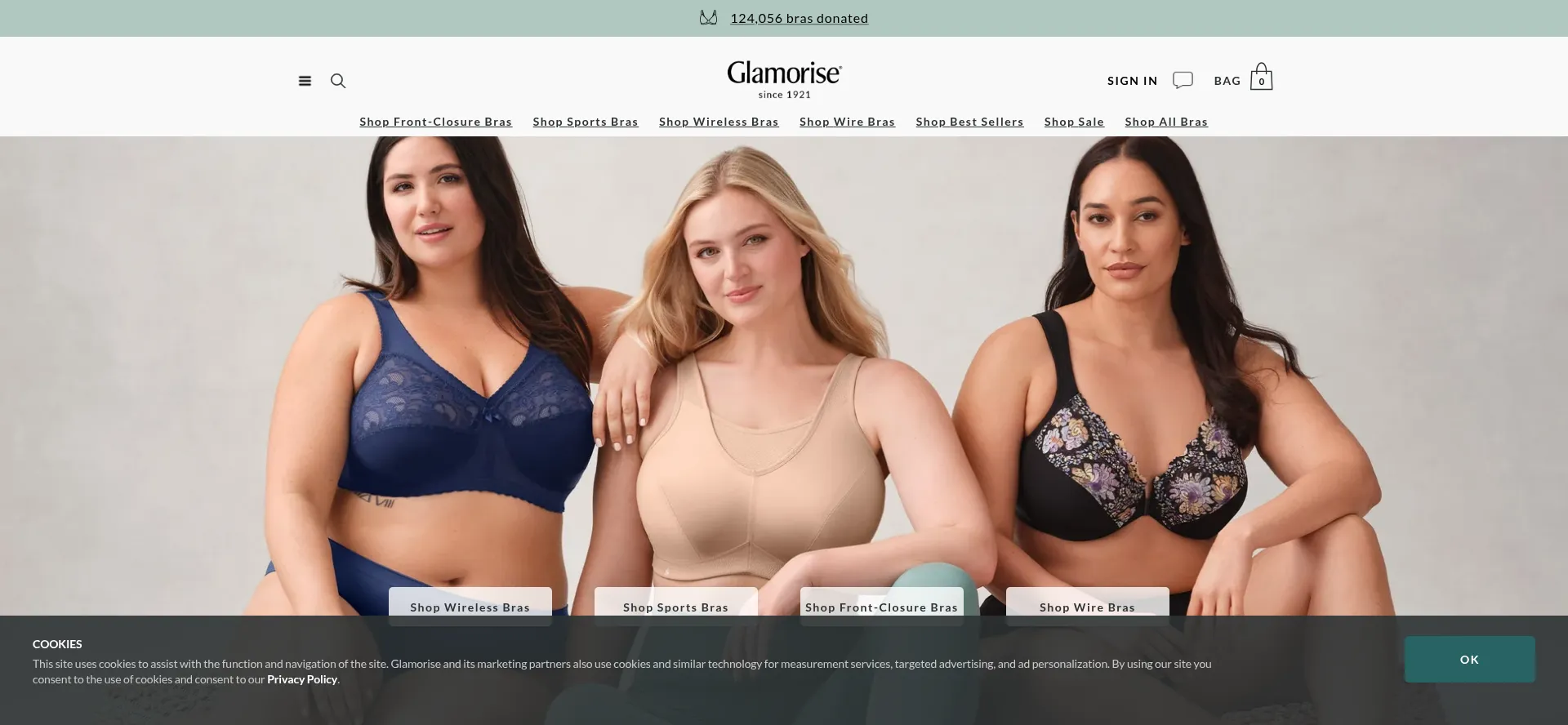 Website screenshot of Glamorise.com
