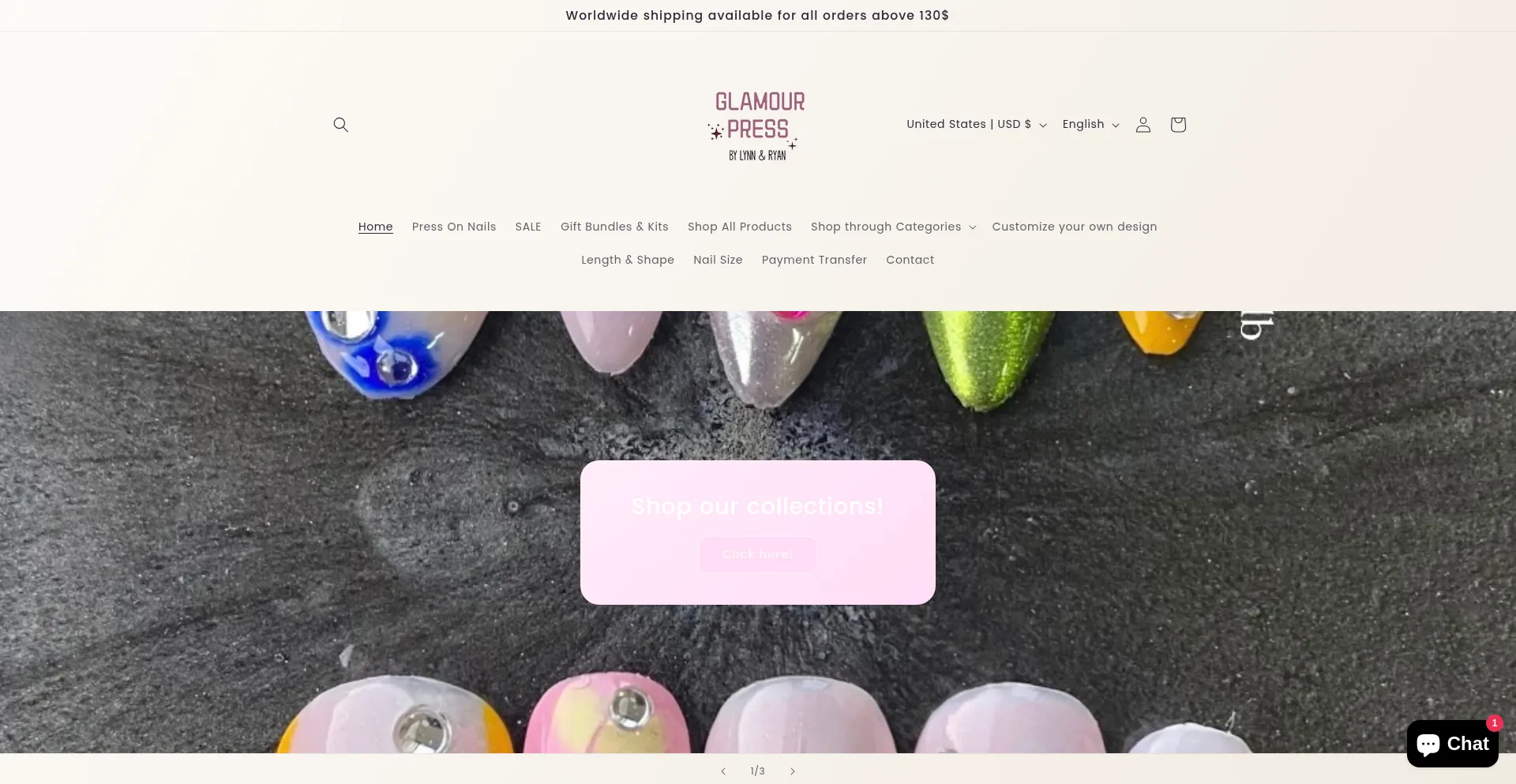 Website screenshot of Glamourpress.co
