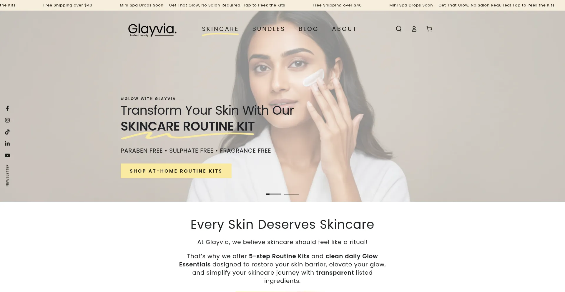 Website screenshot of Glayvia.com.au