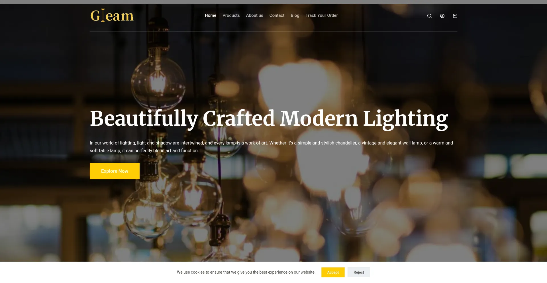 Website screenshot of Gleamlighting.com