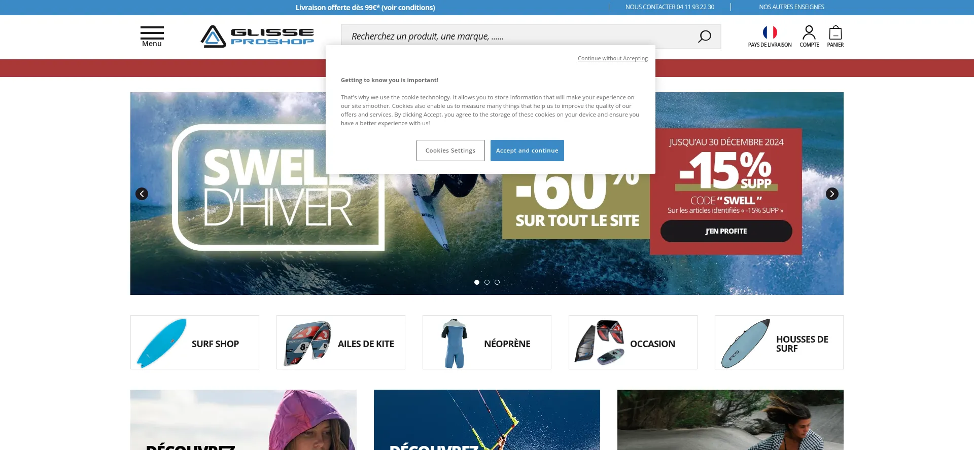 Website screenshot of Glisse-proshop.com