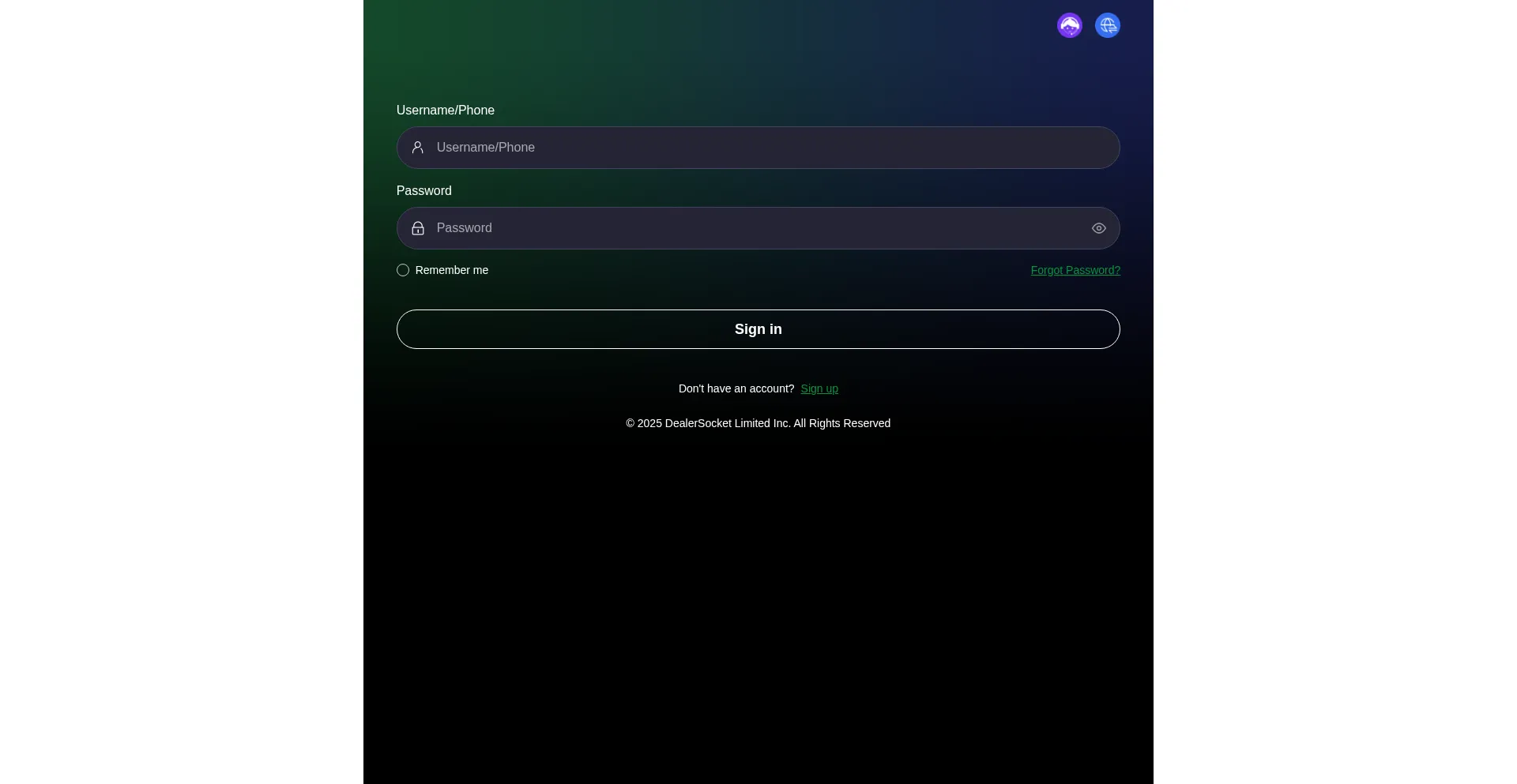 Website screenshot of Global.dealersocketai.com