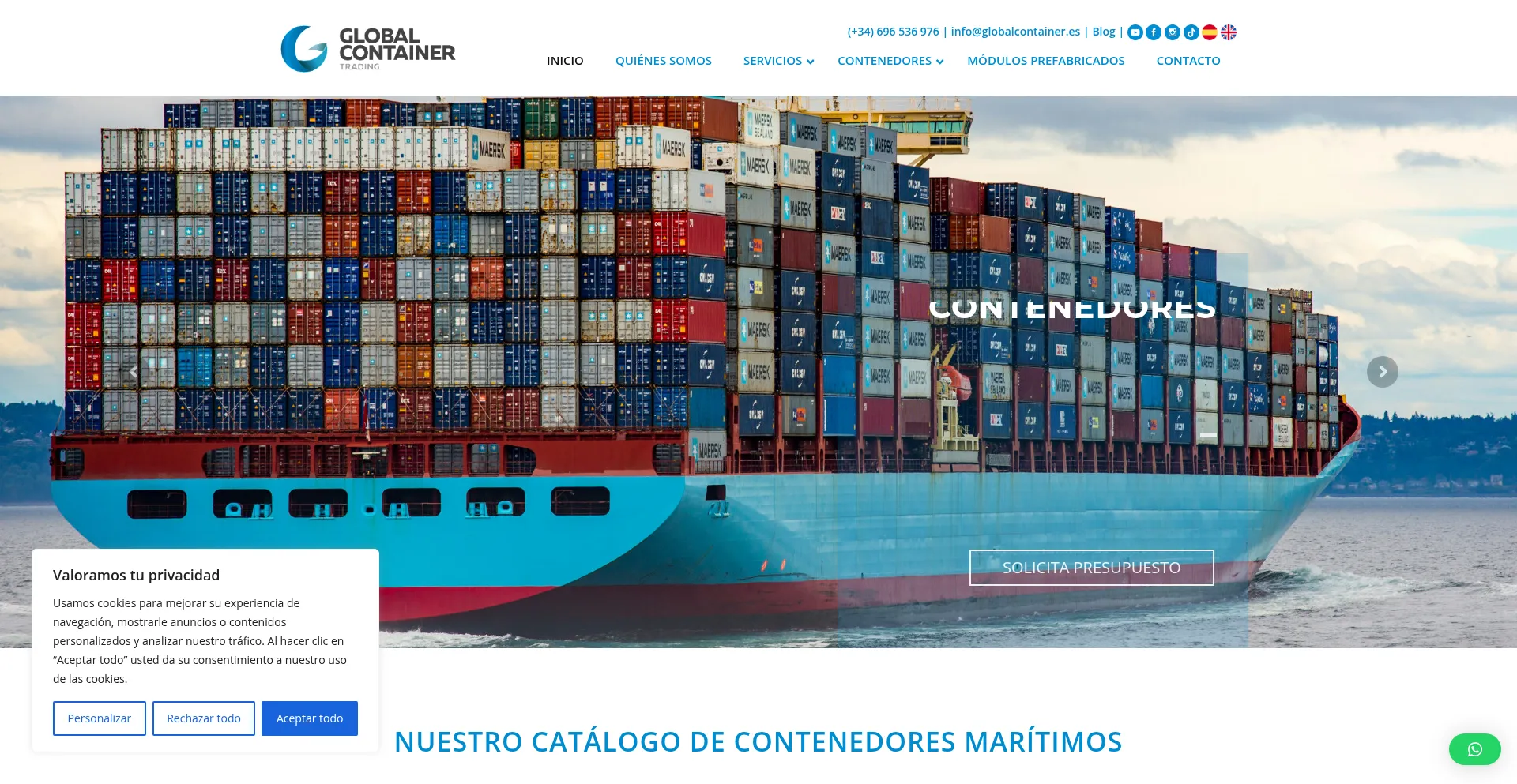 Website screenshot of Globalcontainer.es