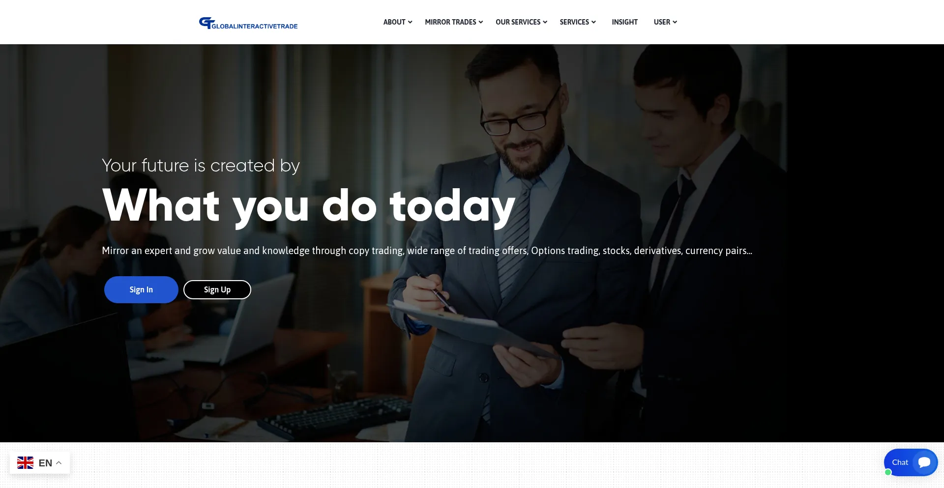 Website screenshot of Globalinteractivetrade.com