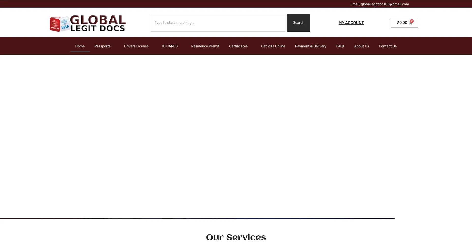 Website screenshot of Globallegitdocs.com