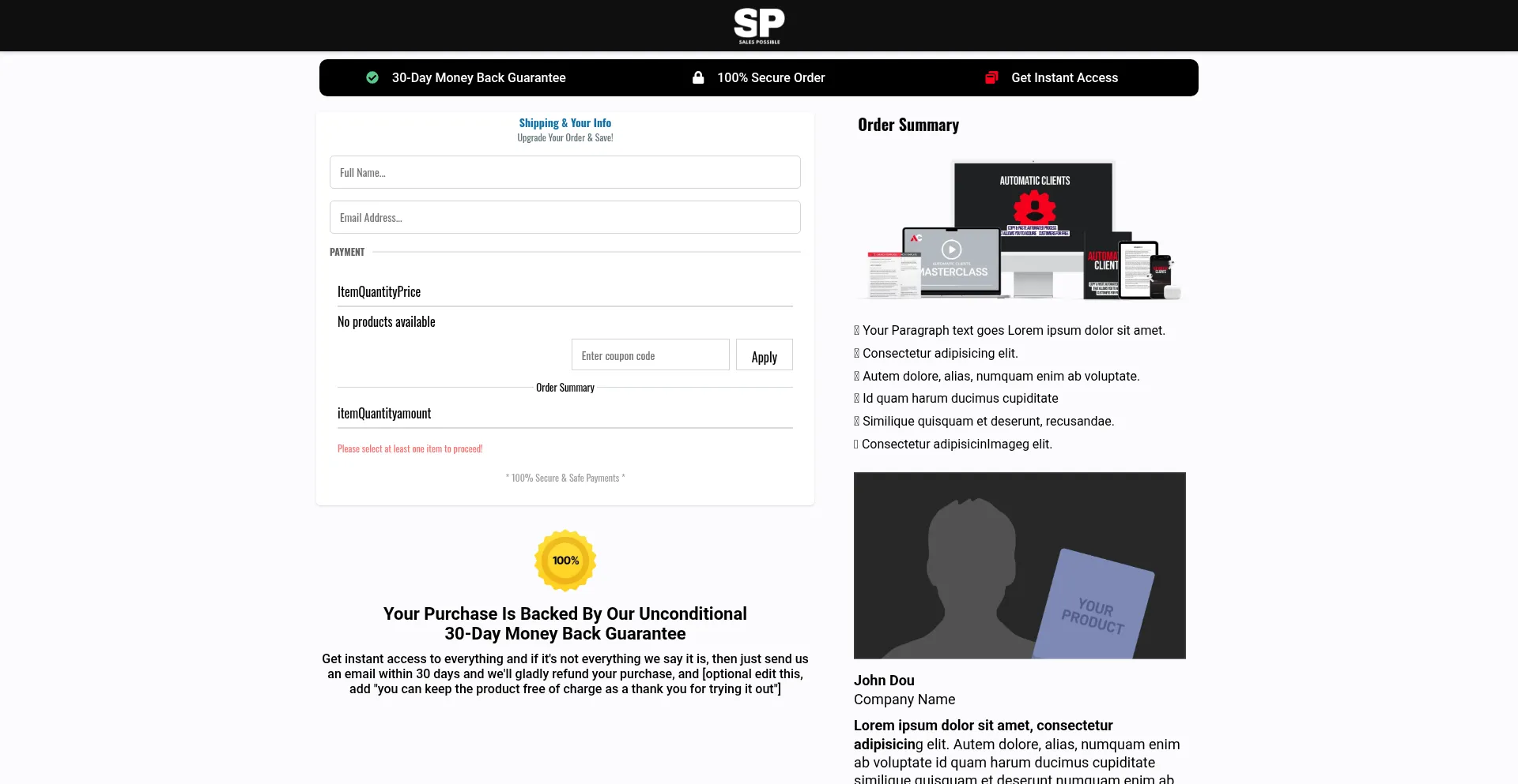 Website screenshot of Globalsalespros.com