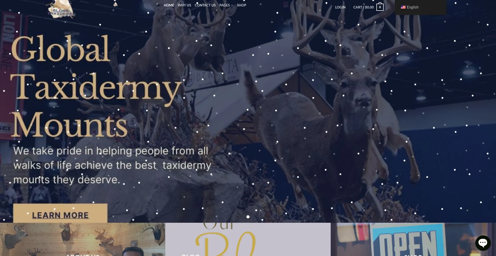 Website screenshot of Globaltaxidermymounts.org