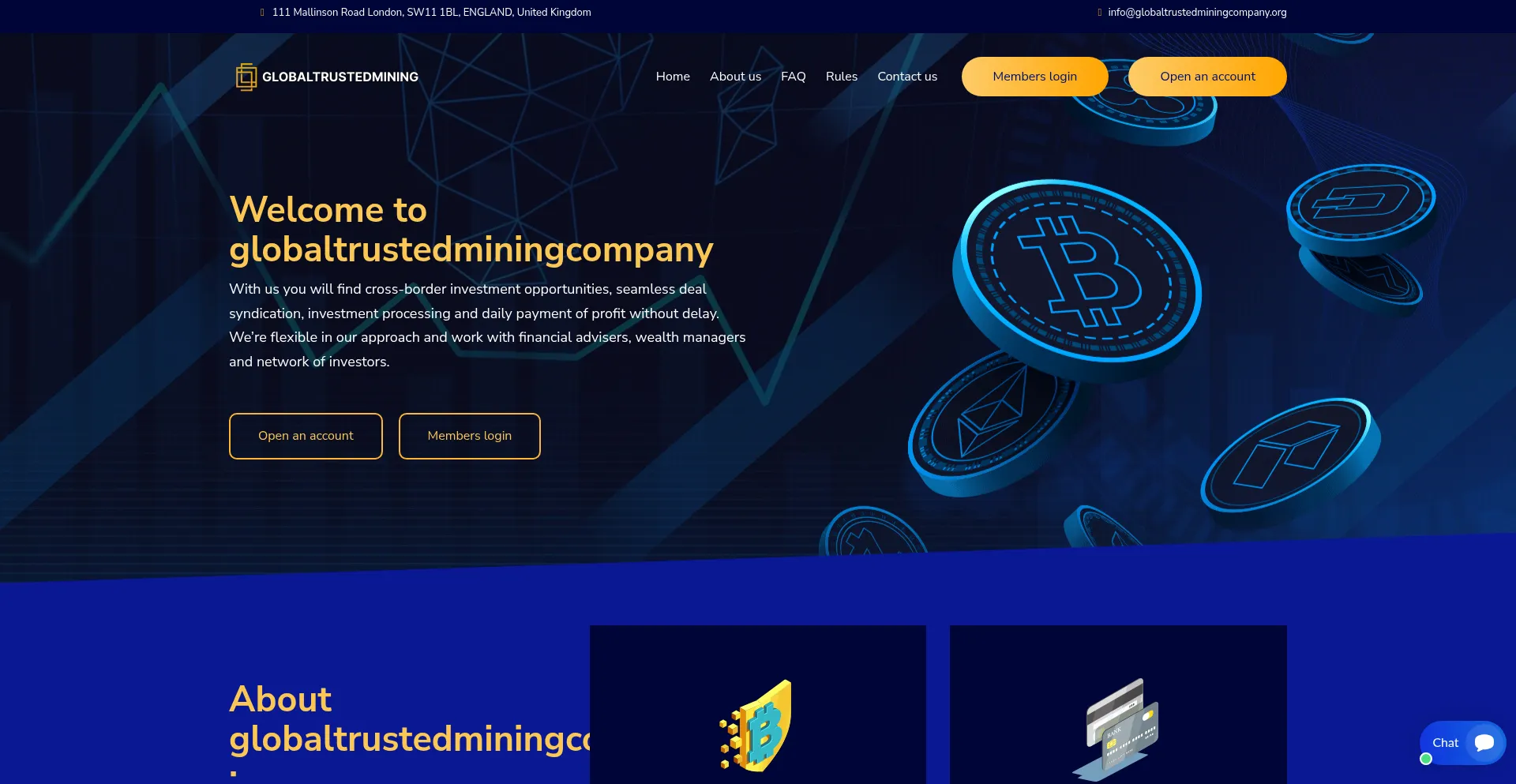 Website screenshot of Globaltrustedminingcompany.org