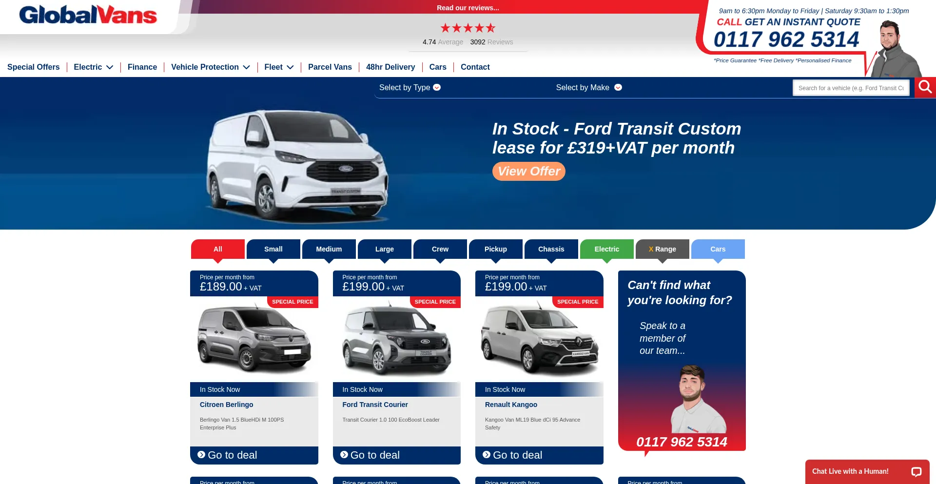 Globalvans.co.uk Screenshot