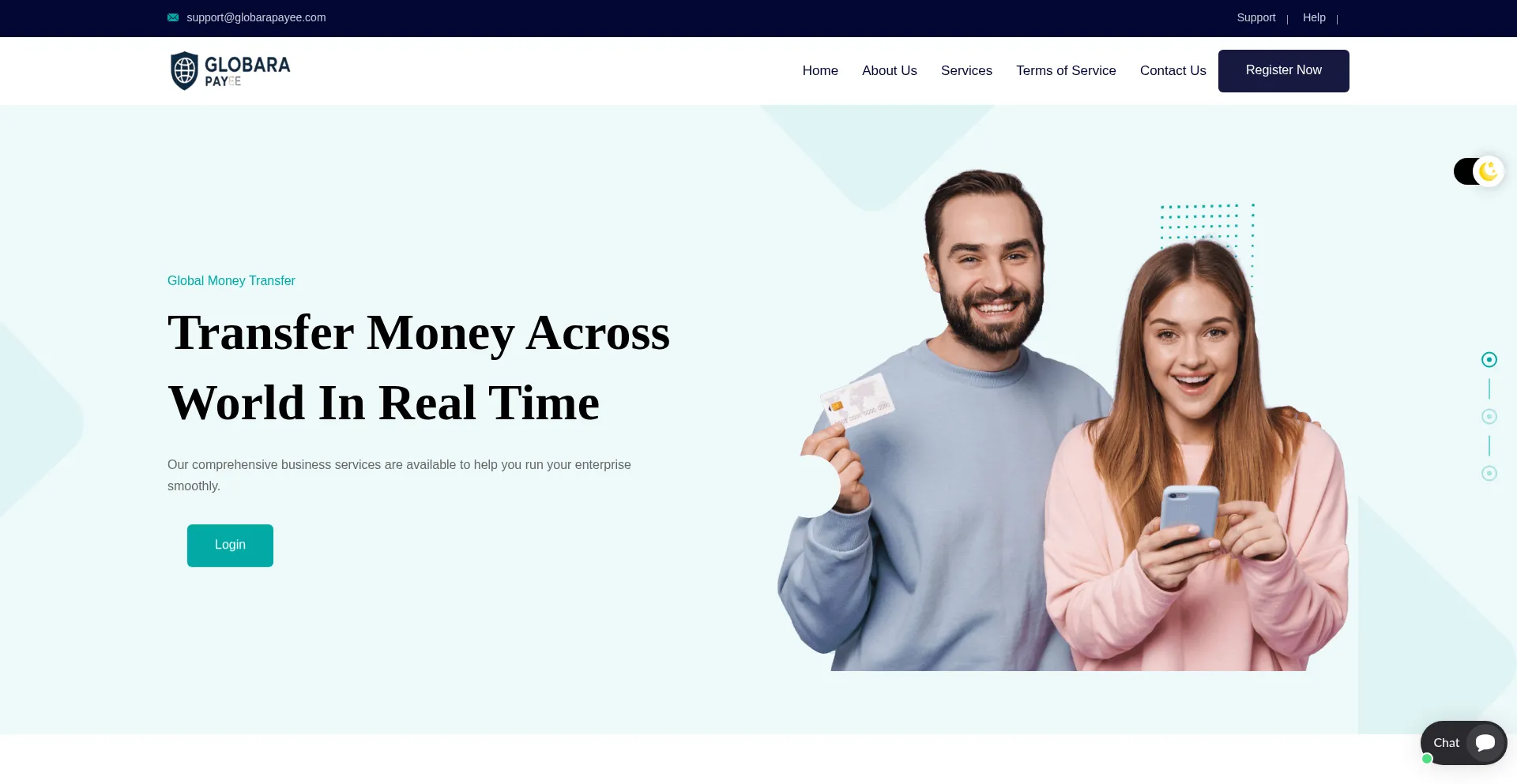 Website screenshot of Globarapayee.com