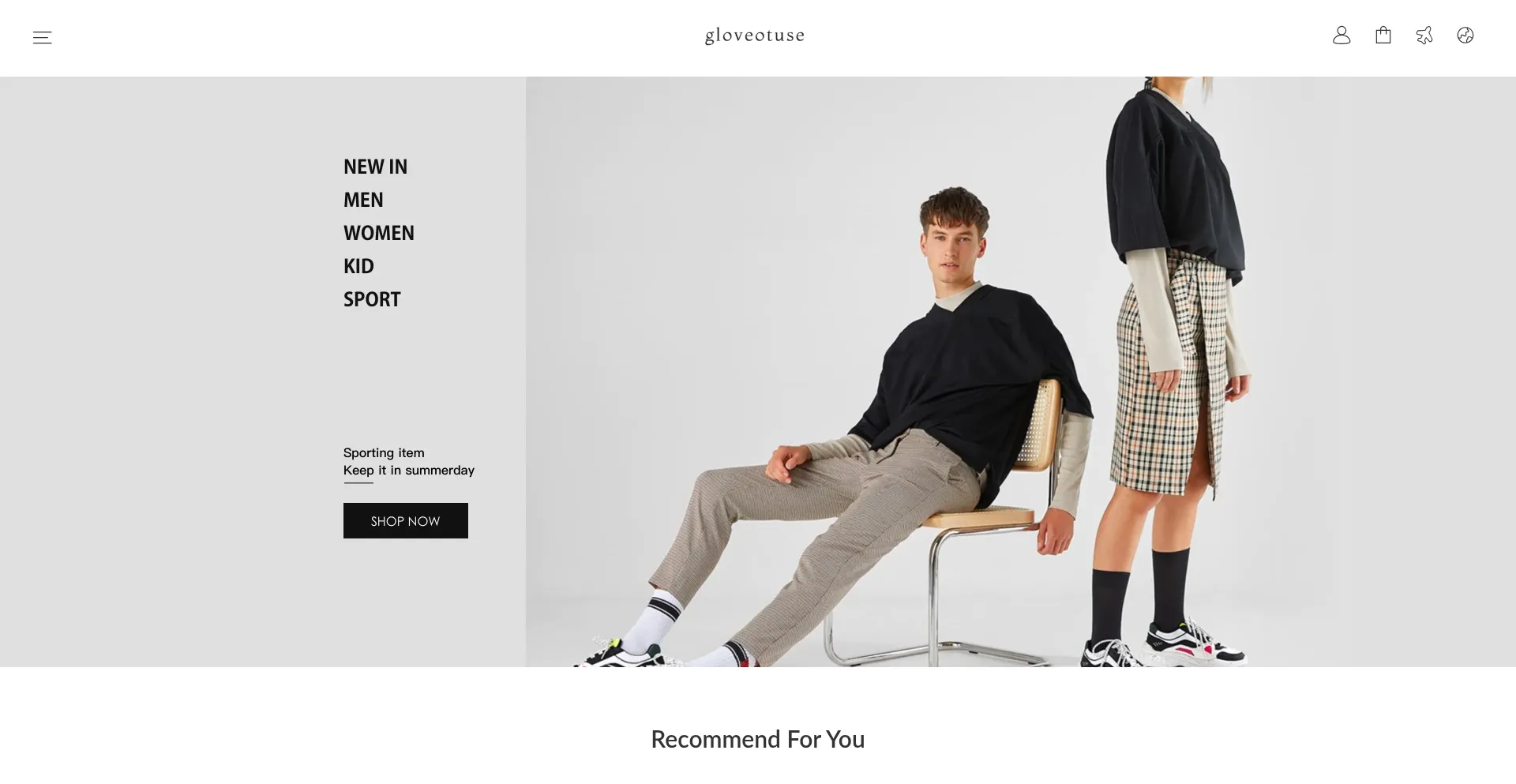 Website screenshot of Gloveotuse.com
