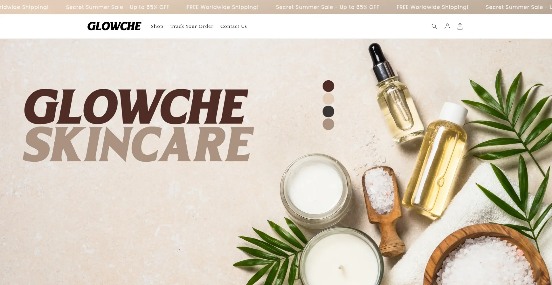 Website screenshot of Glowche.com