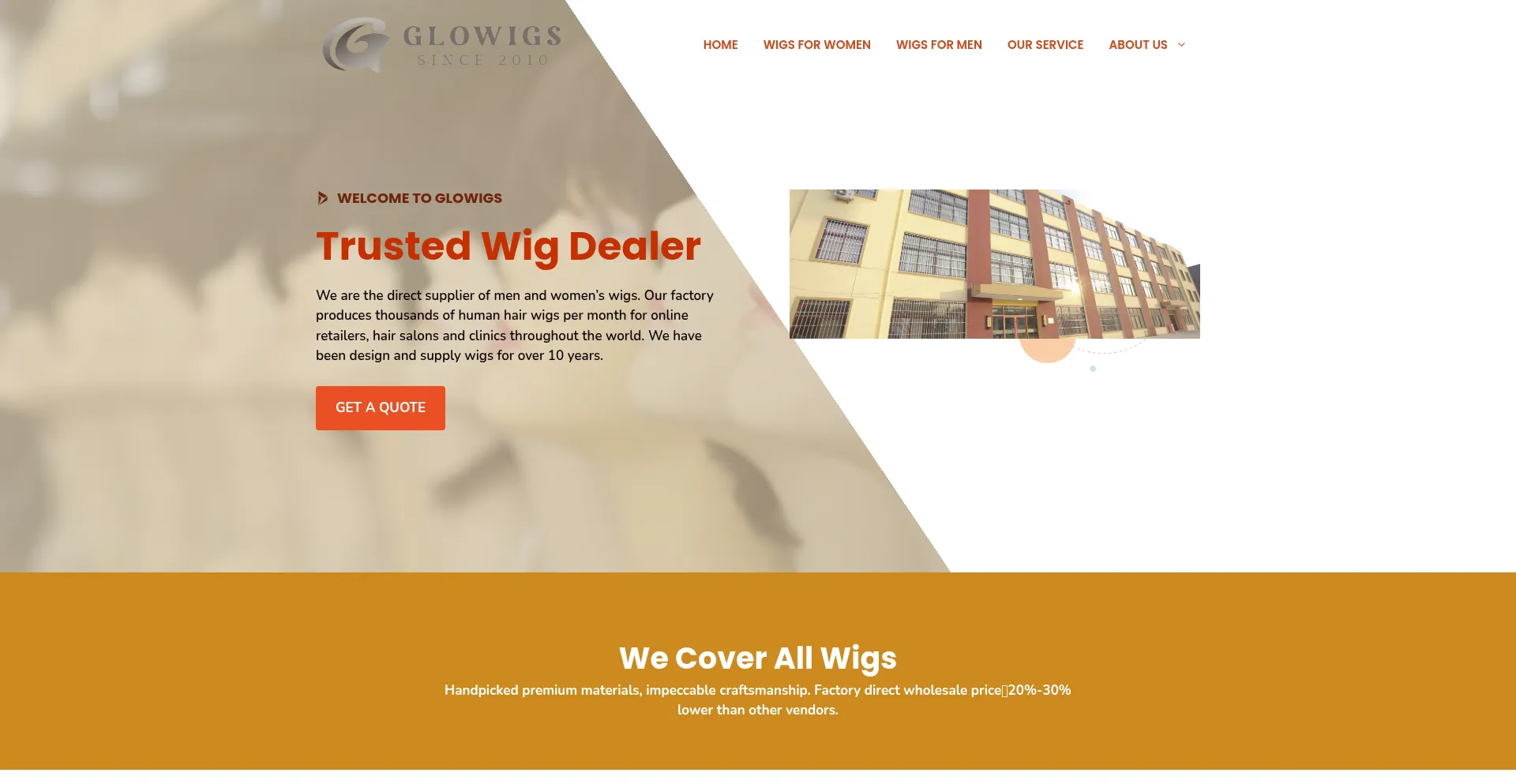 Website screenshot of Glowigs.com