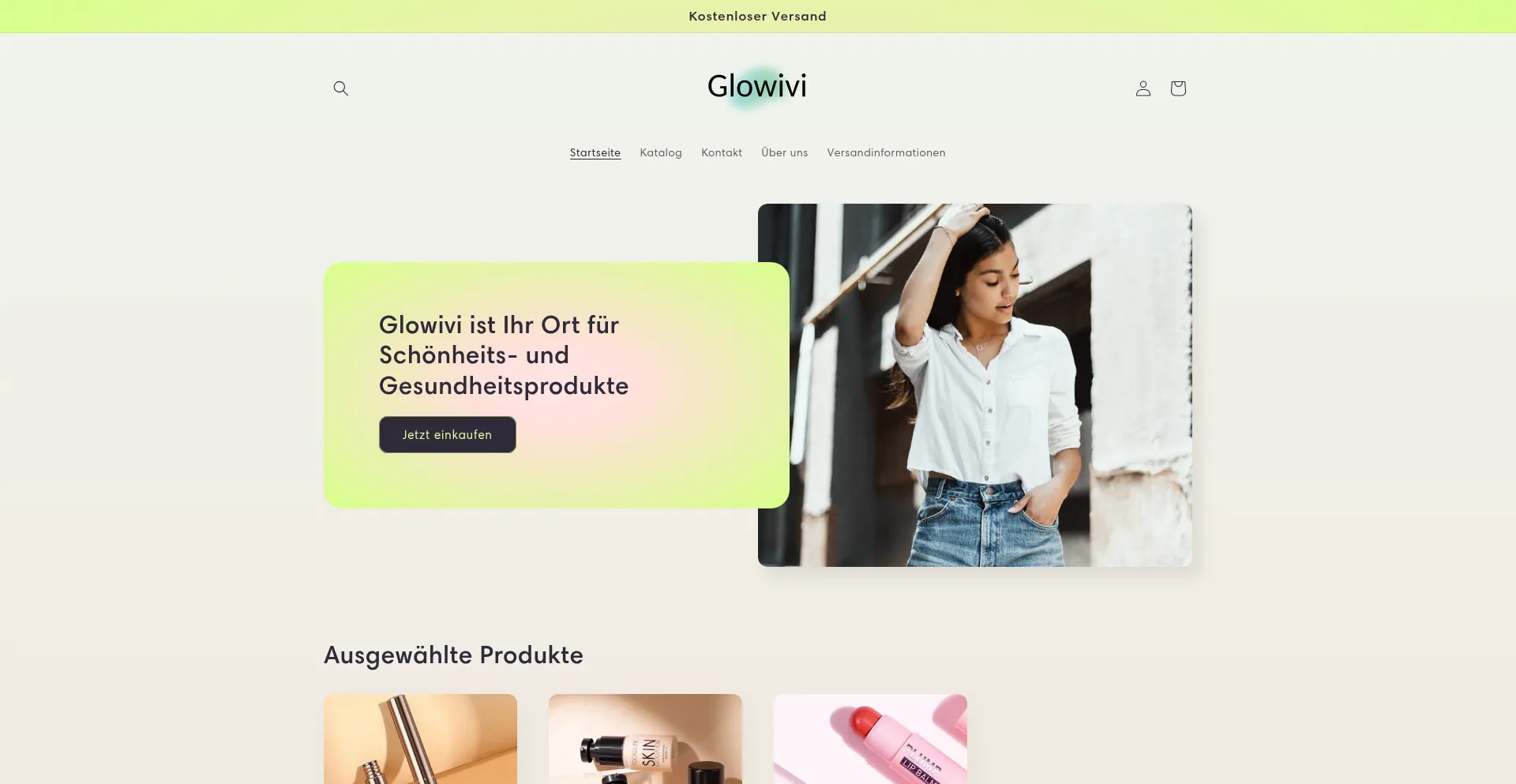 Website screenshot of Glowivi.com