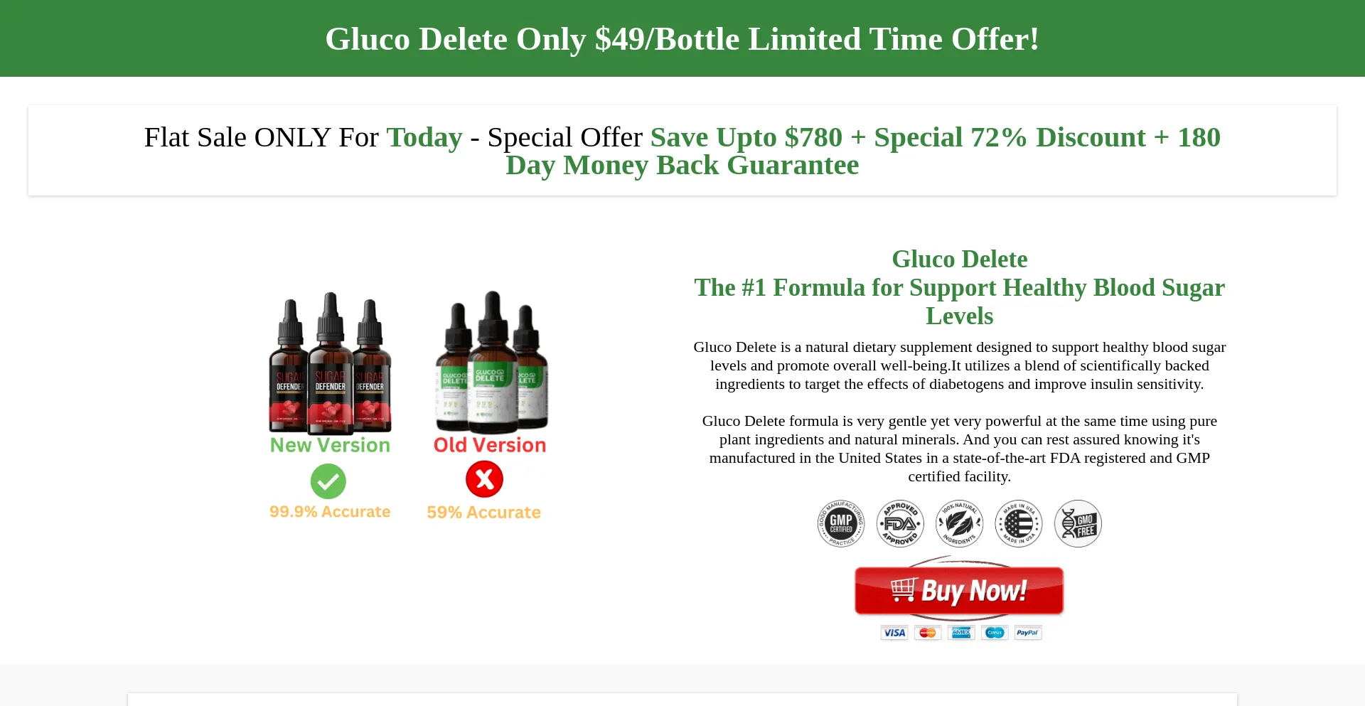 Website screenshot of Glucodelete.org