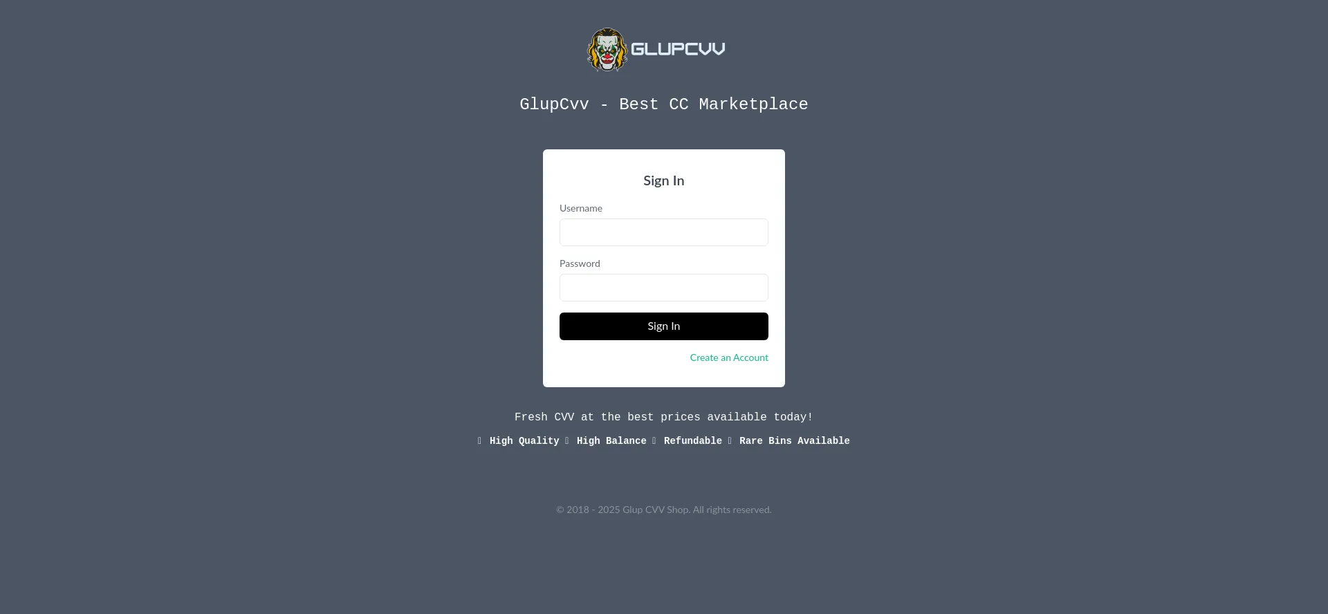 Website screenshot of Glupcvv.co