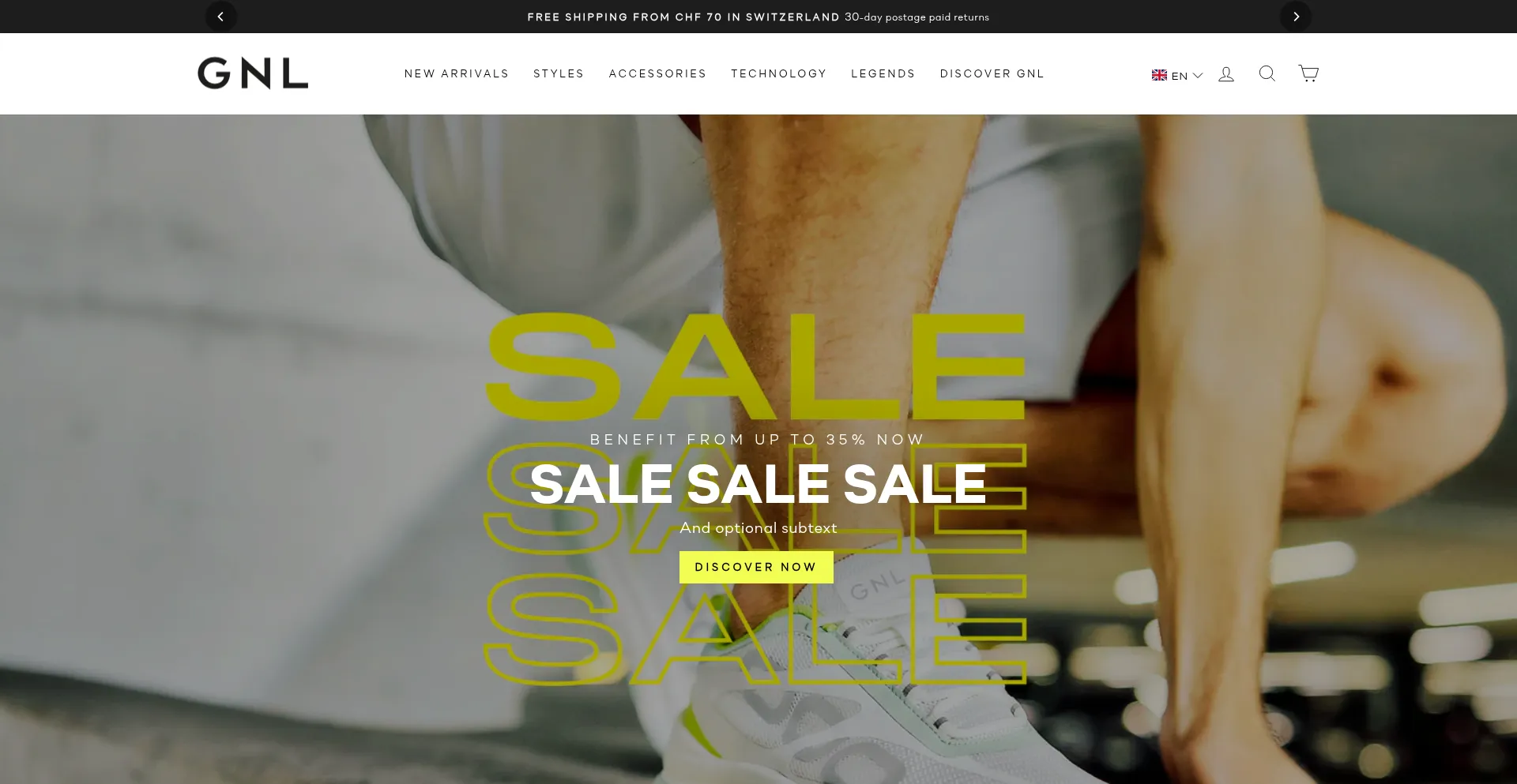 Website screenshot of Gnlfootwear.com