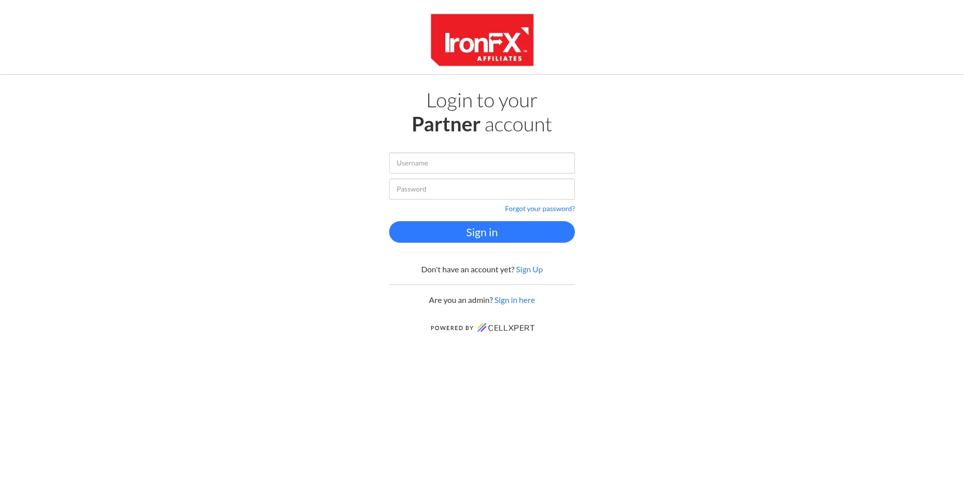 Website screenshot of Go.ironfx.com