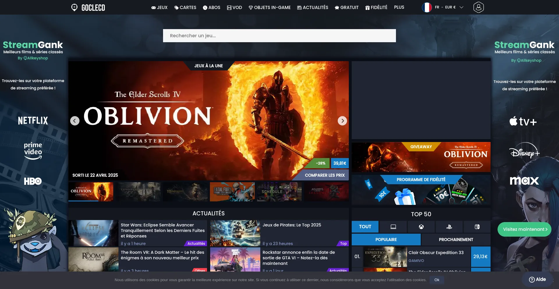 Website screenshot of Goclecd.fr