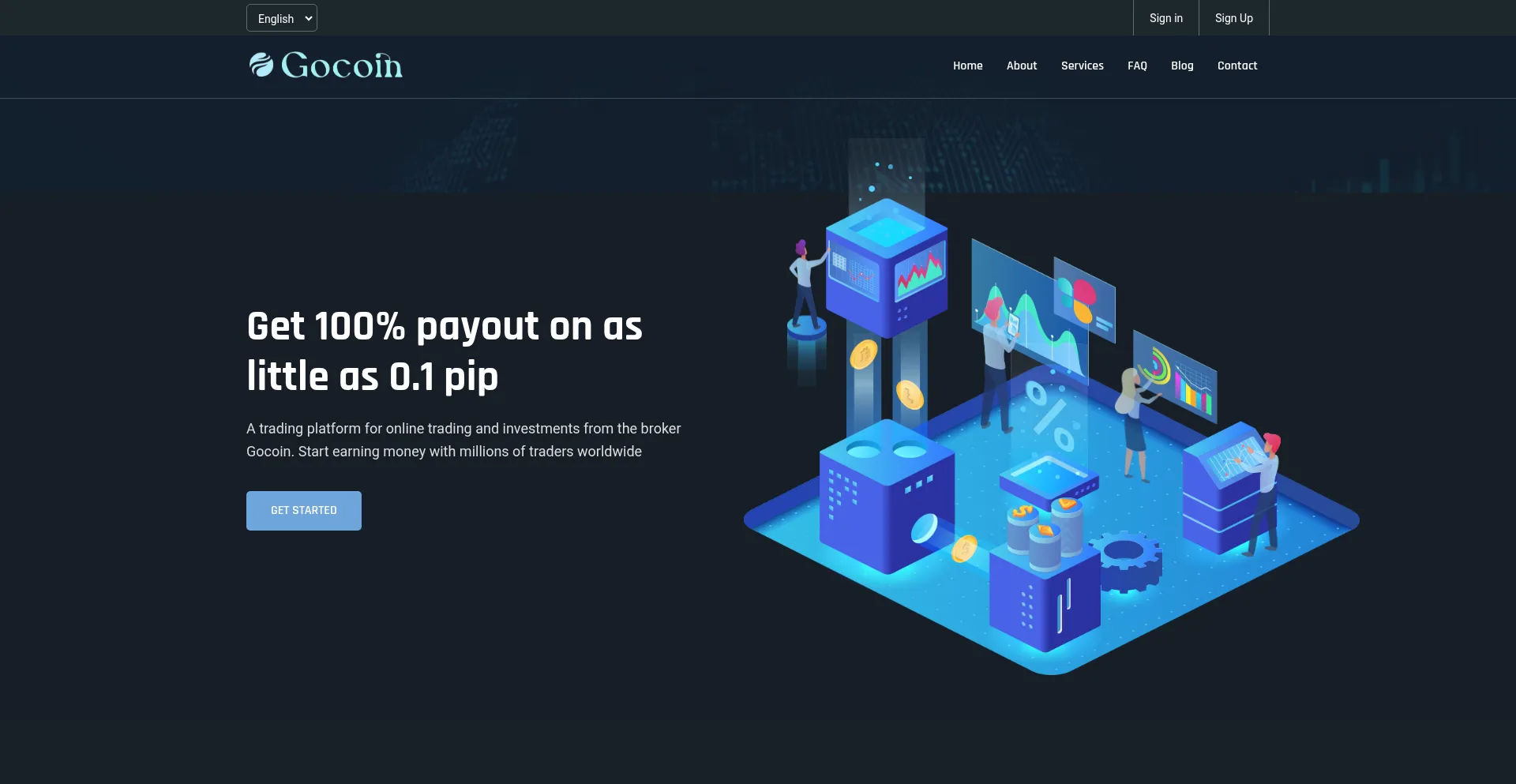Website screenshot of Gocoin.pro