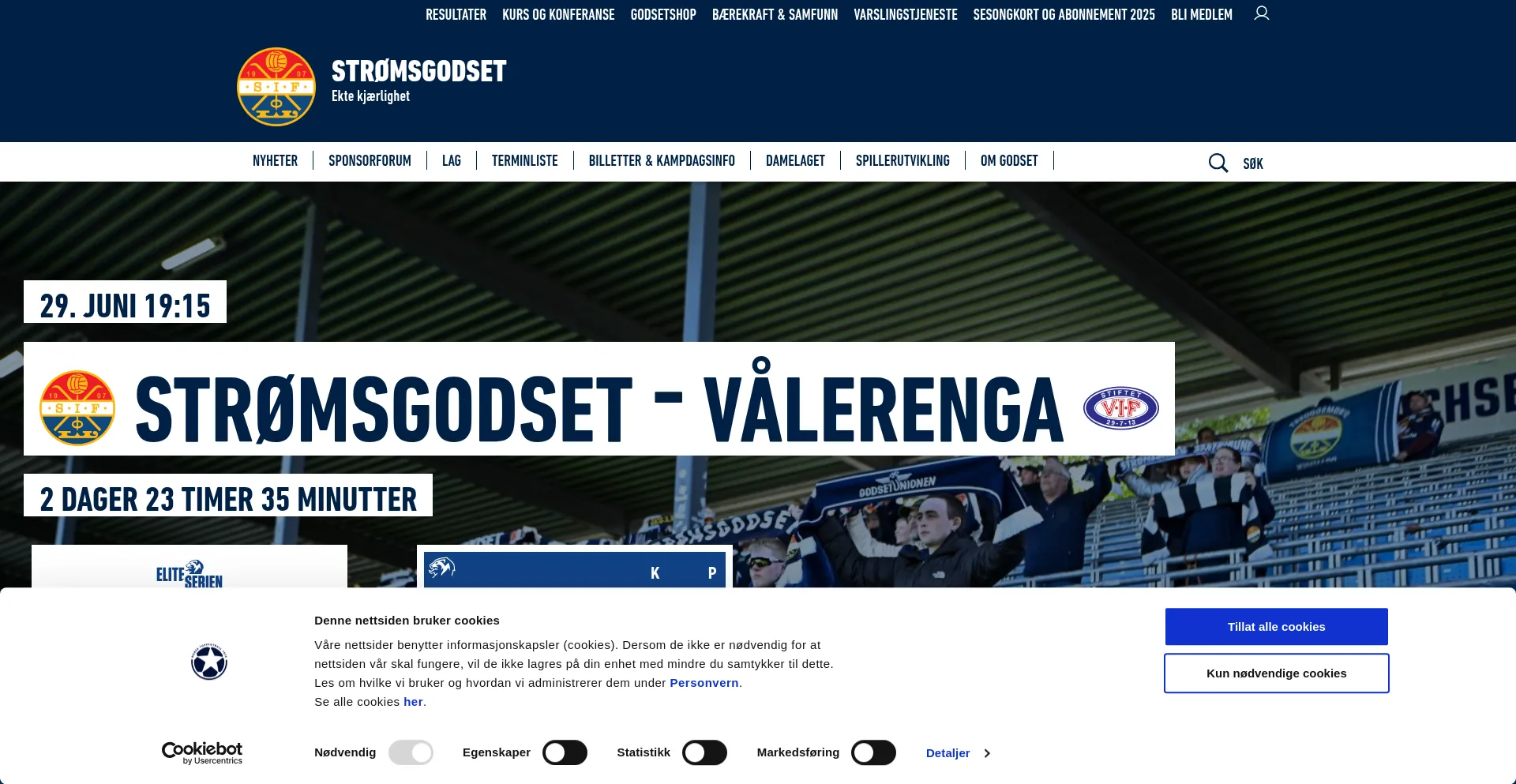 Website screenshot of Godset.no
