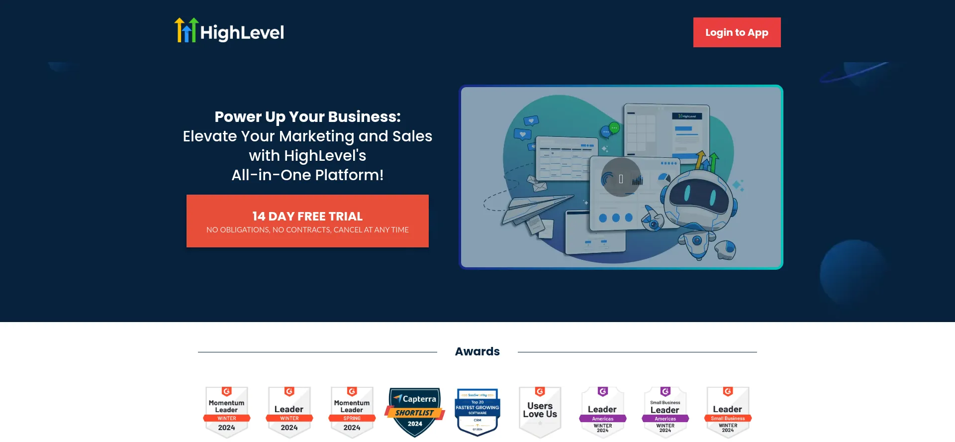 Website screenshot of Gohighlevel.com
