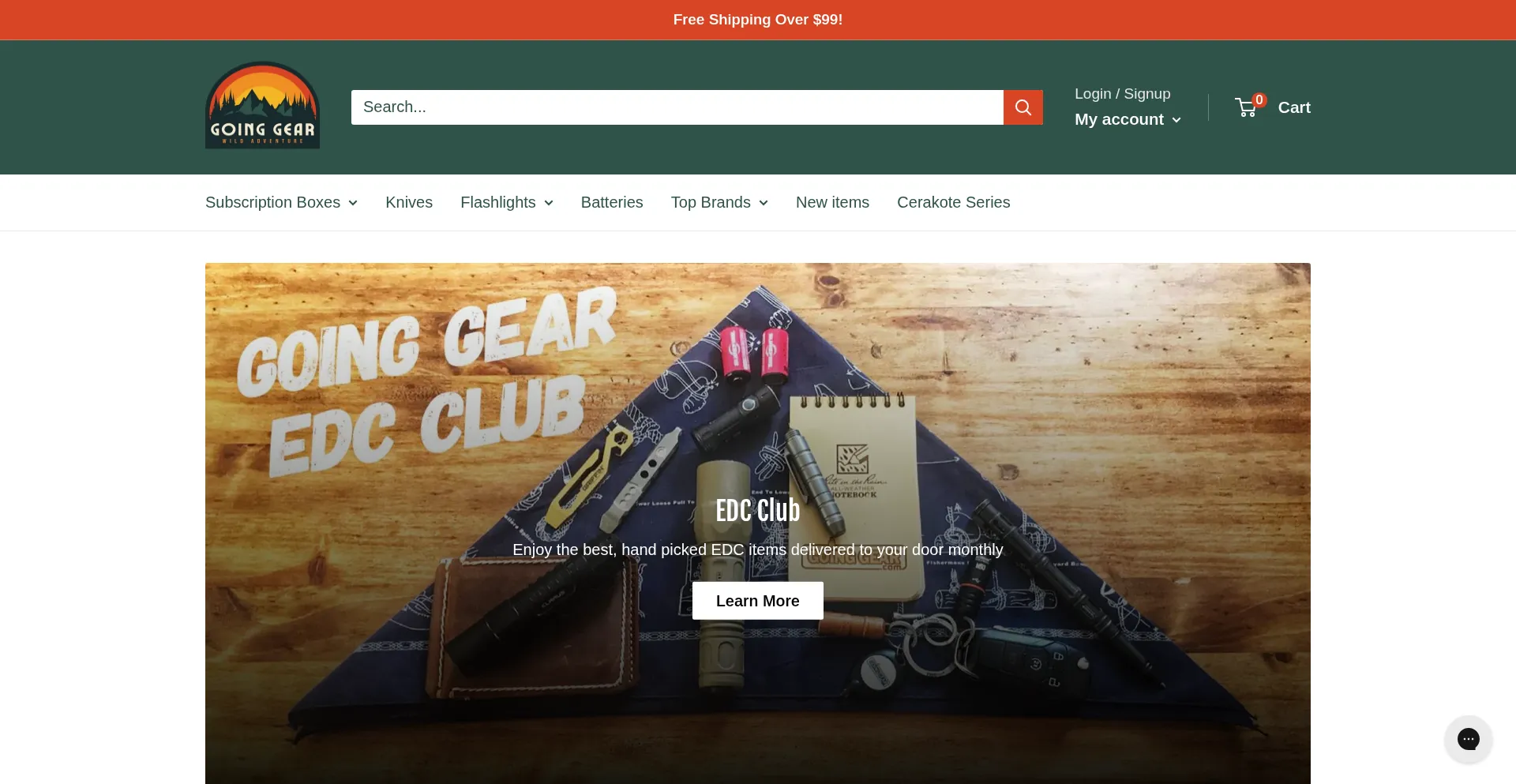 Website screenshot of Goinggear.com