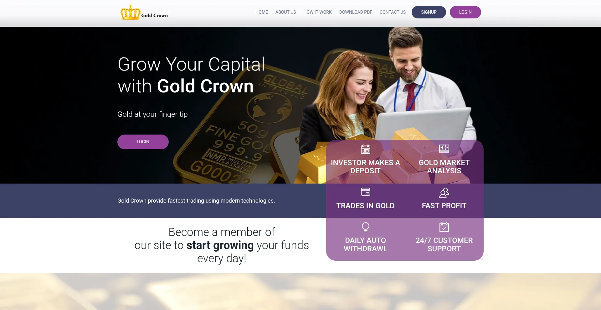 Website screenshot of Goldcrown.online