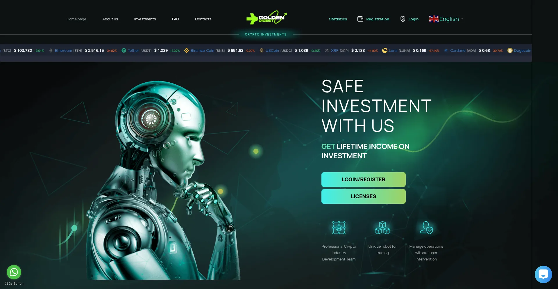 Website screenshot of Goldendigest.net