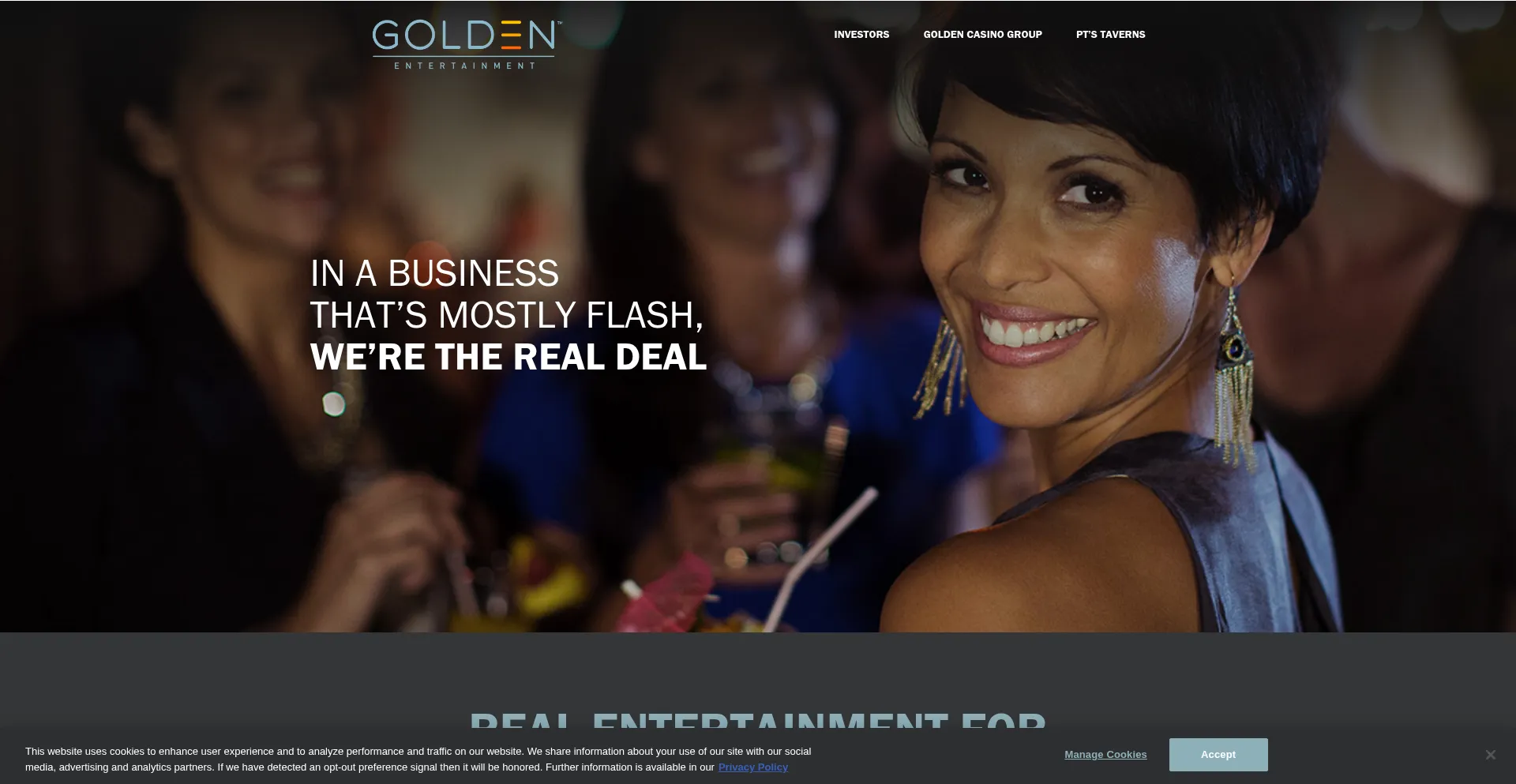 Website screenshot of Goldenent.com