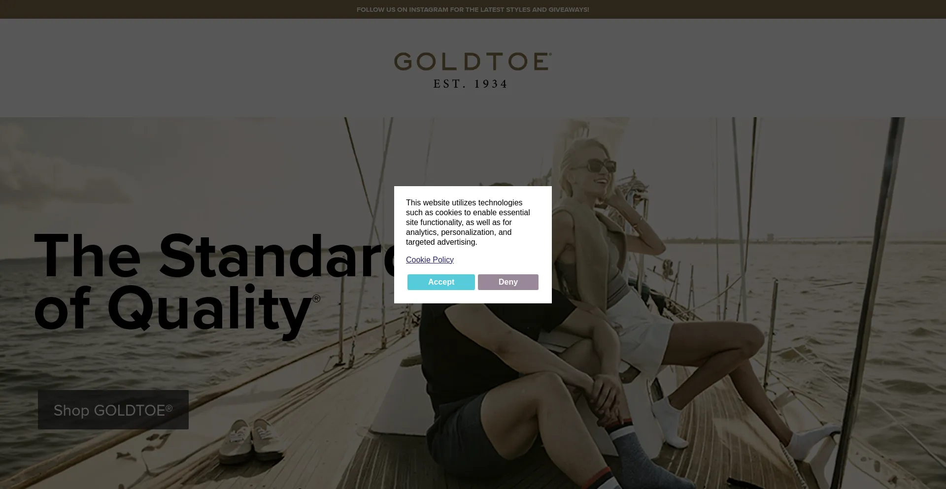 Website screenshot of Goldtoe.com