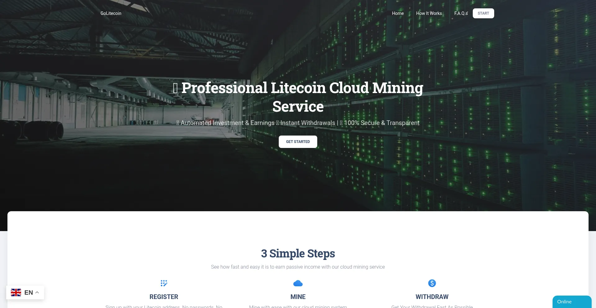 Website screenshot of Golitecoin.com