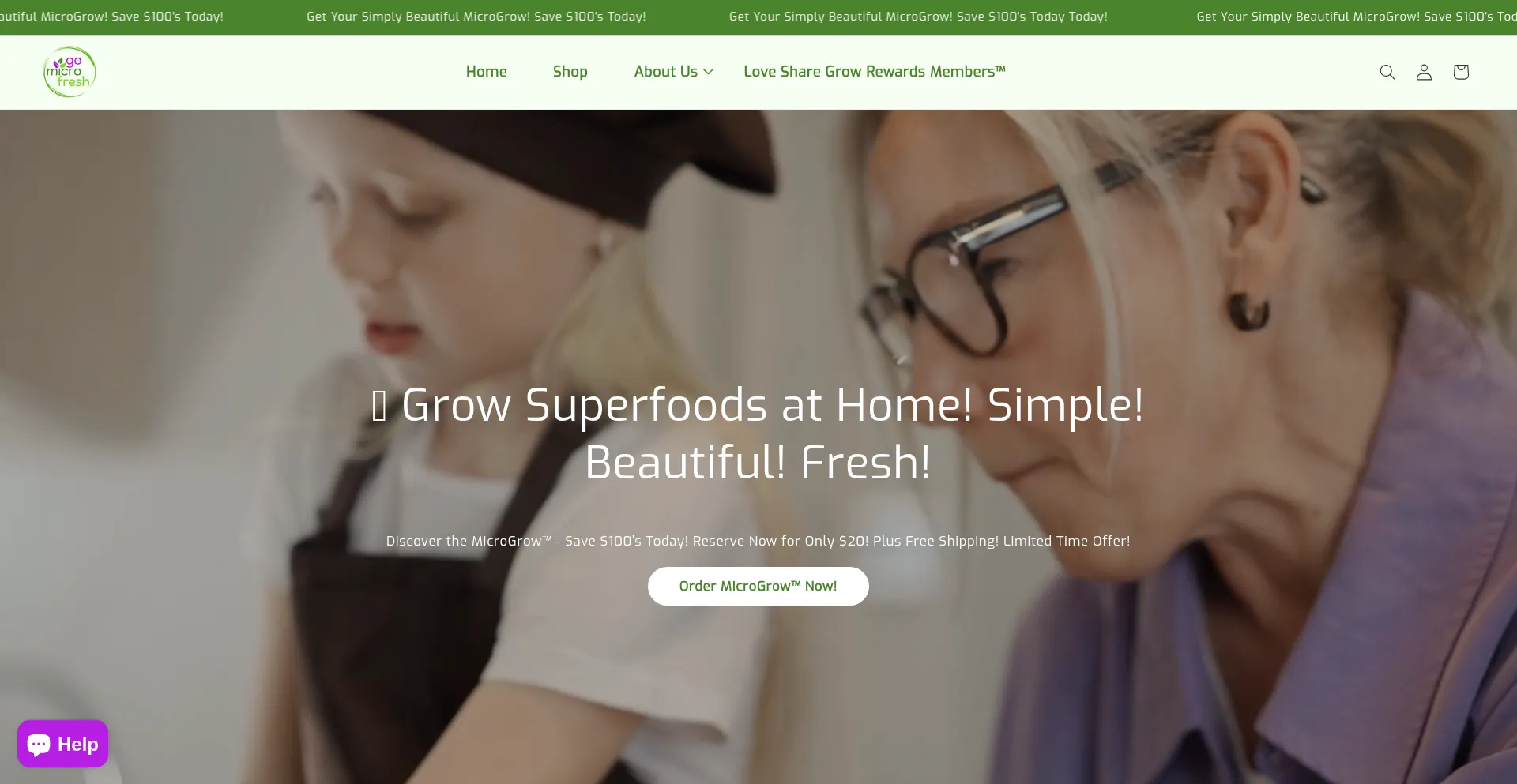 Website screenshot of Gomicrofresh.com