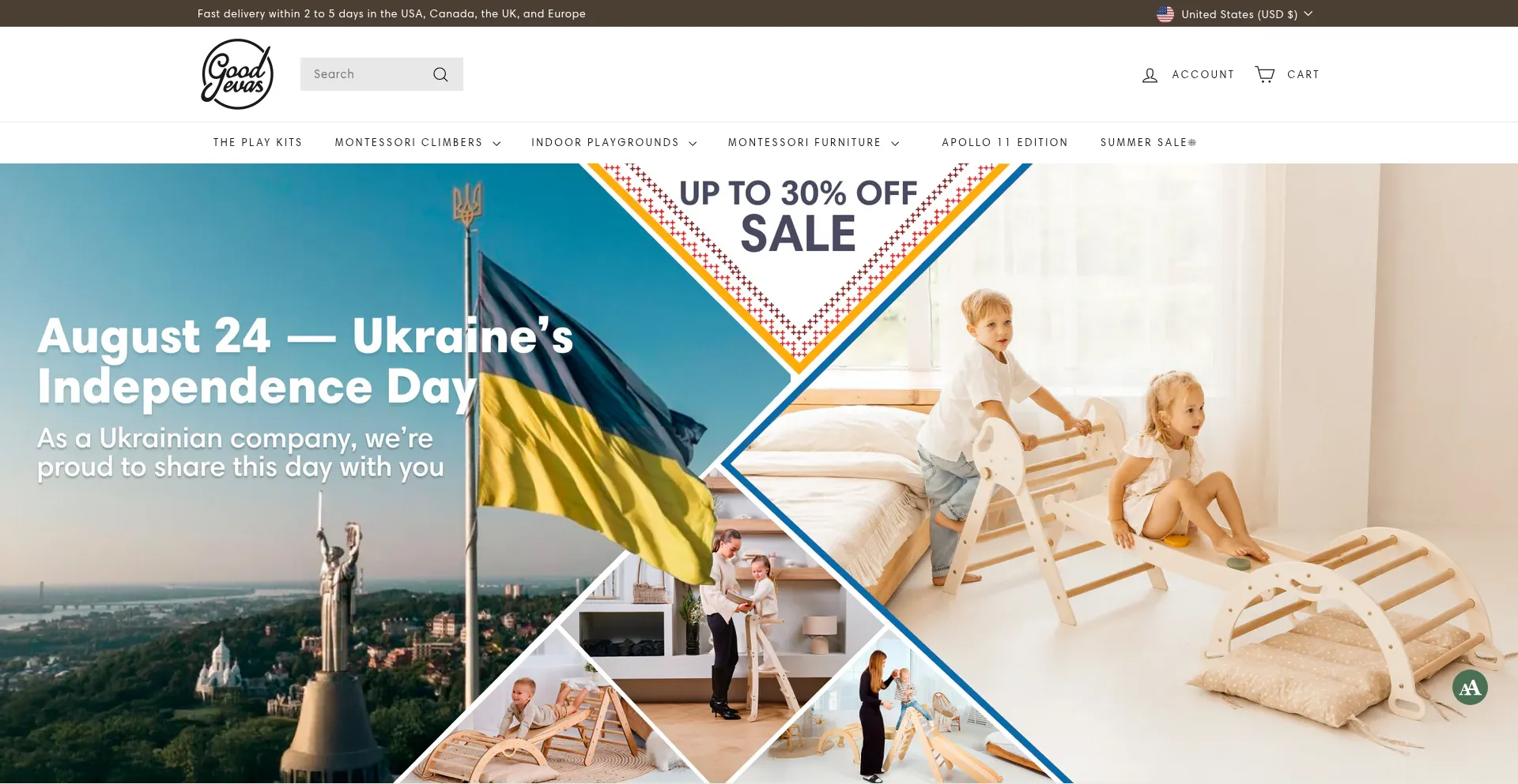 Website screenshot of Goodevas.com