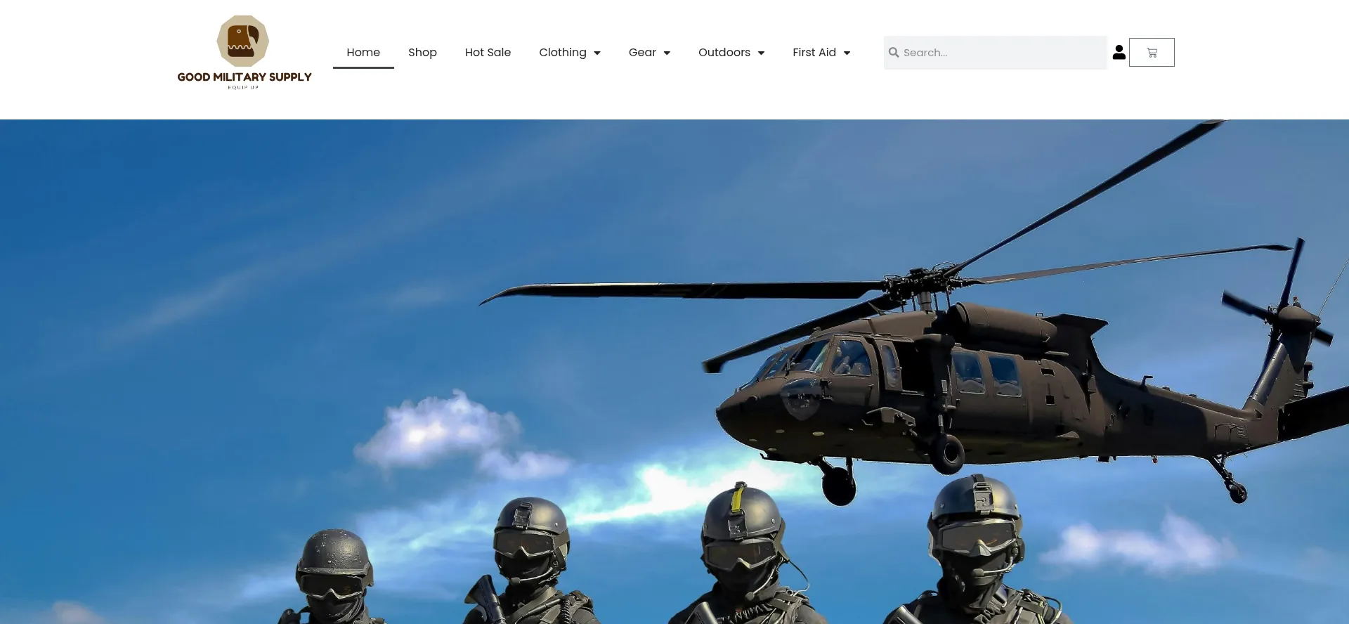 Website screenshot of Goodmilitarysupply.com