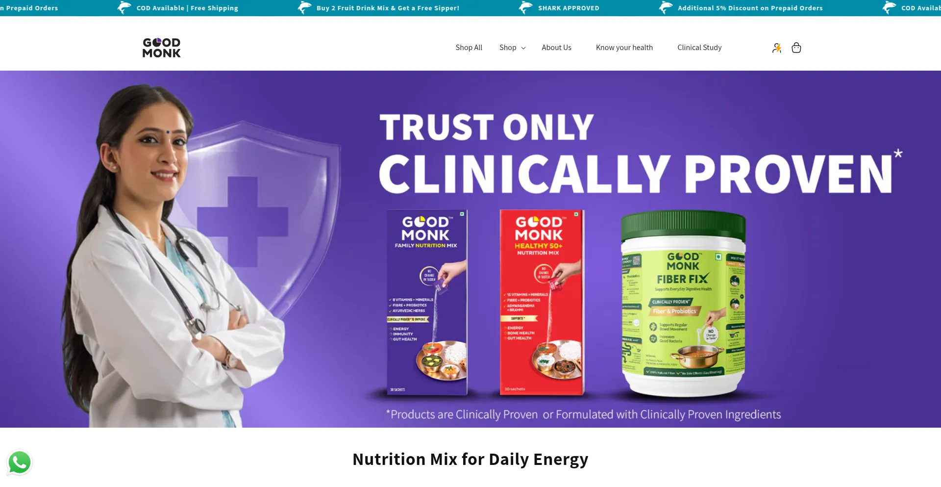 Website screenshot of Goodmonk.in