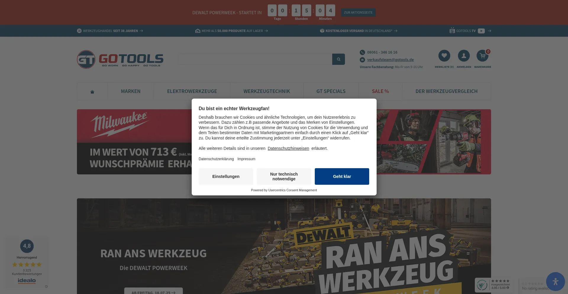 Website screenshot of Gotools.de