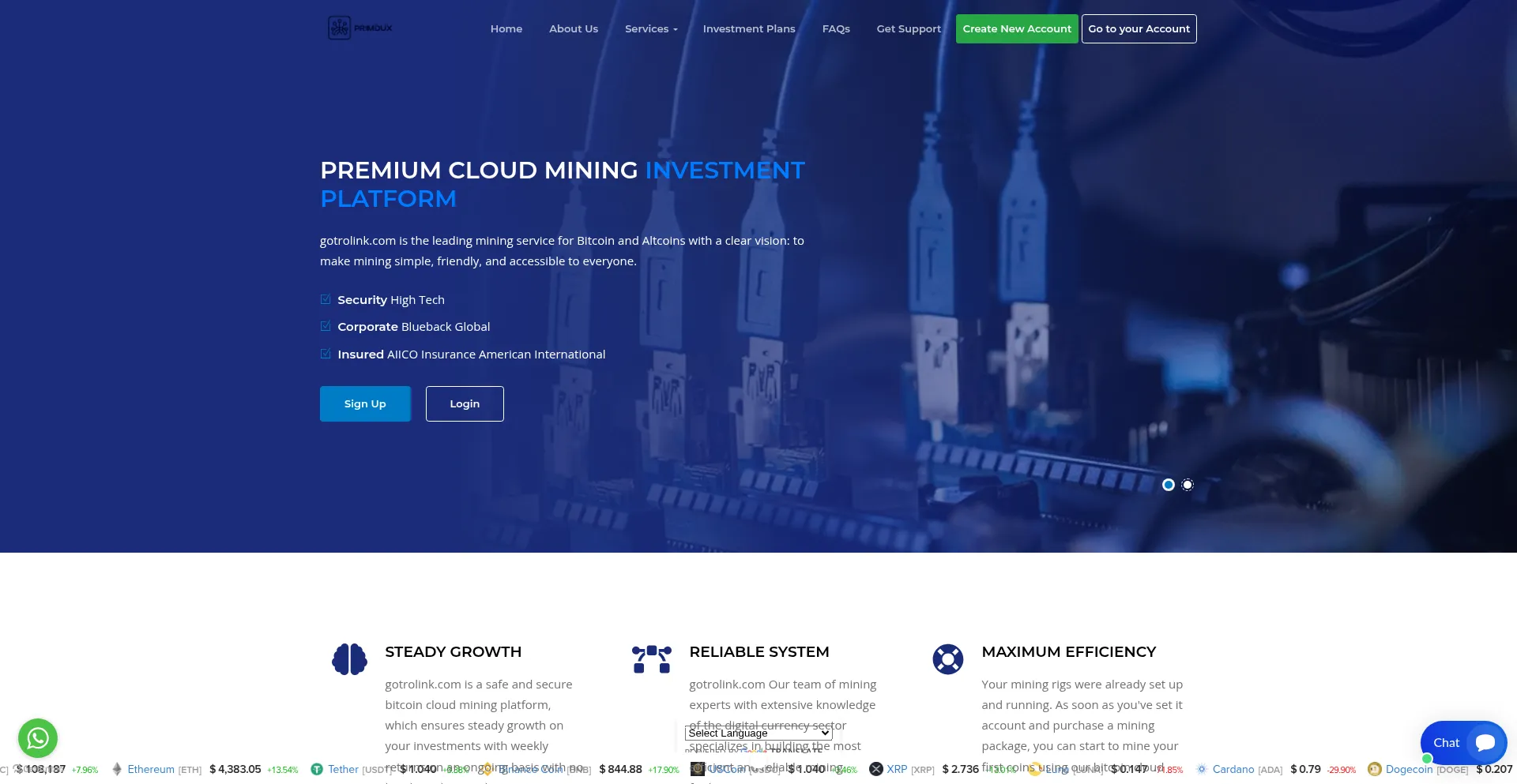Website screenshot of Gotrolink.com
