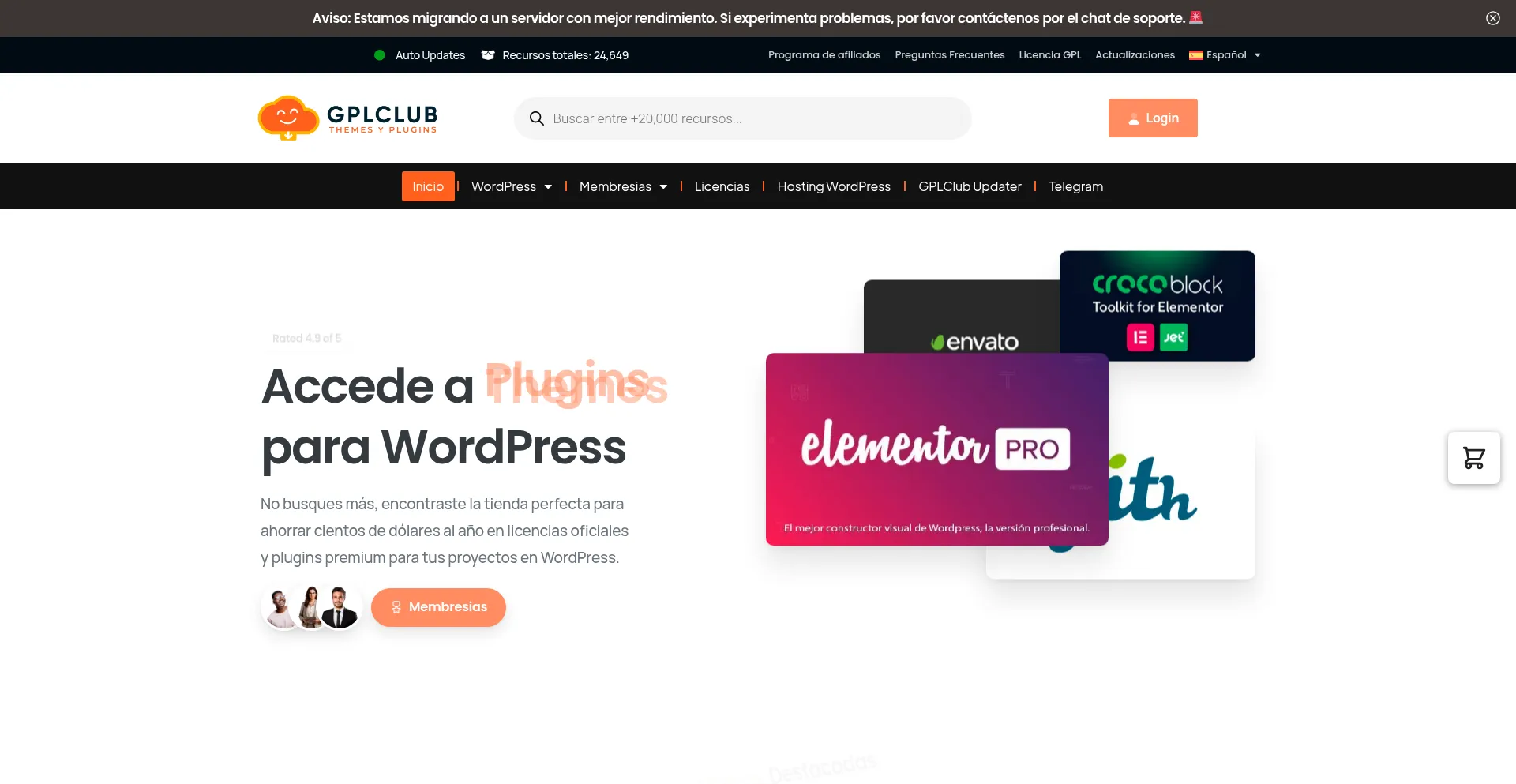 Website screenshot of Gplclub.com