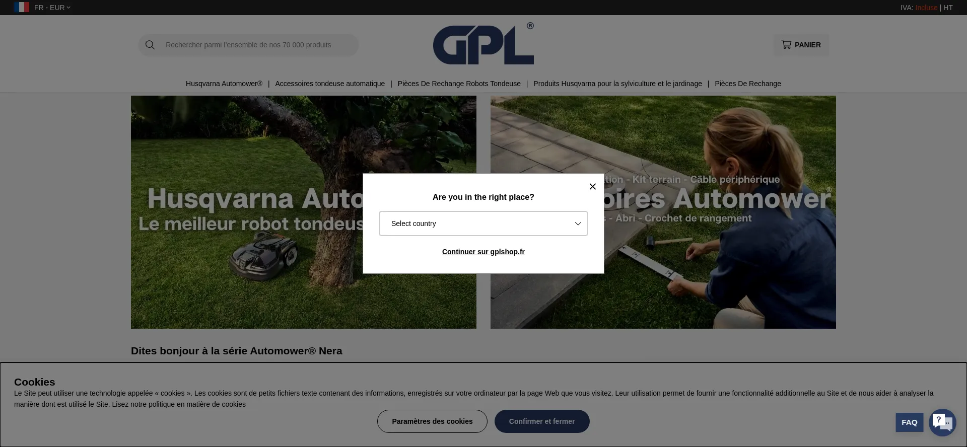 Website screenshot of Gplshop.fr