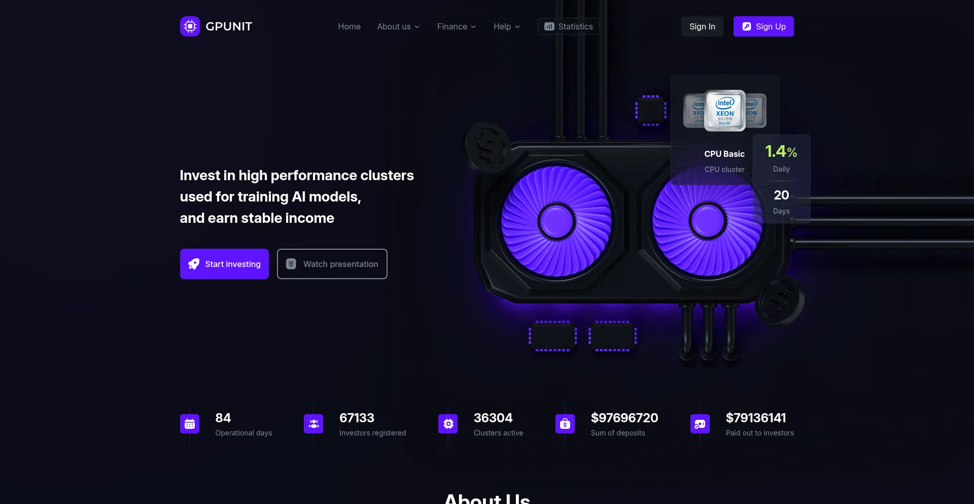 Website screenshot of Gpunit.net