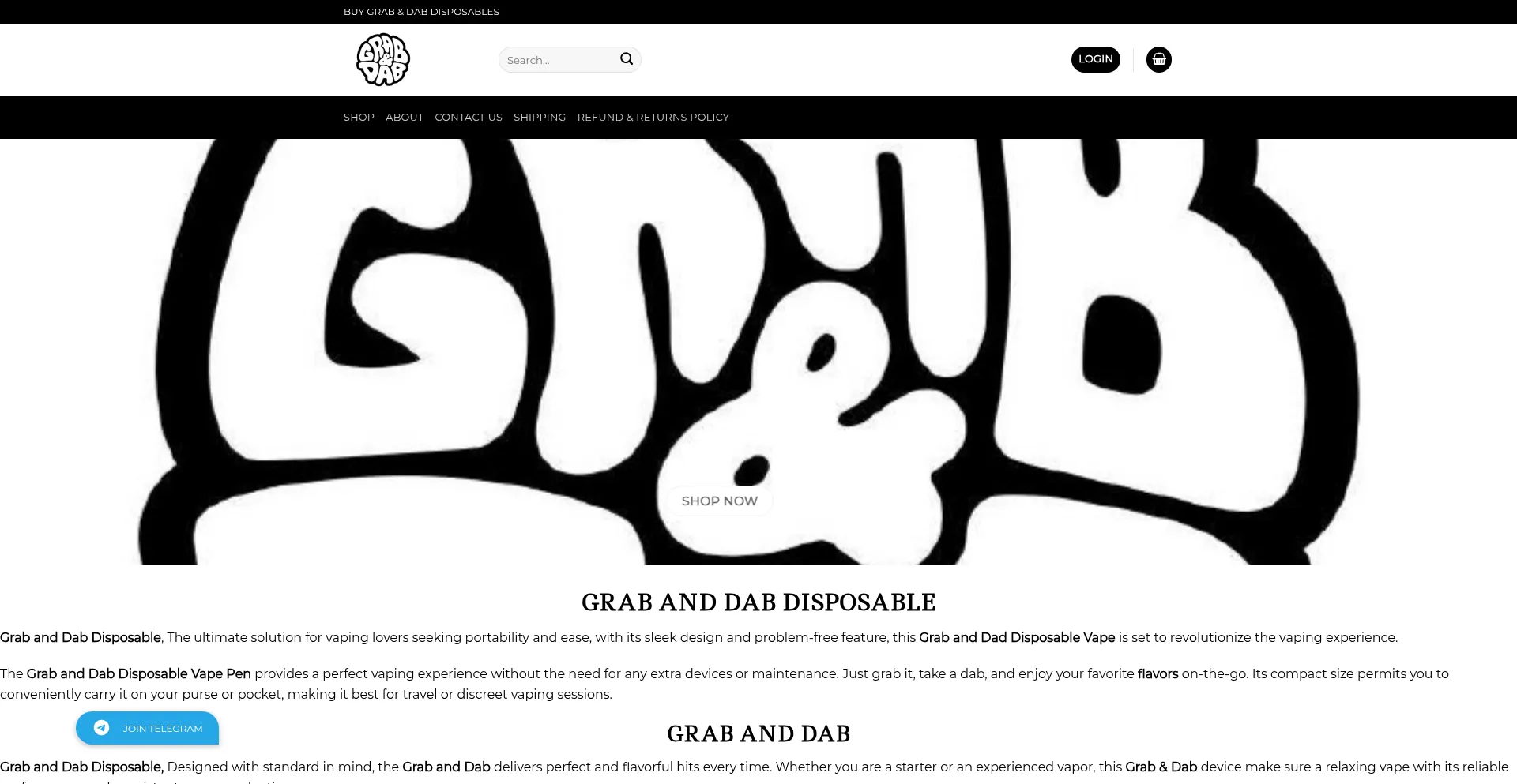 Website screenshot of Grabanddabdisposable.com