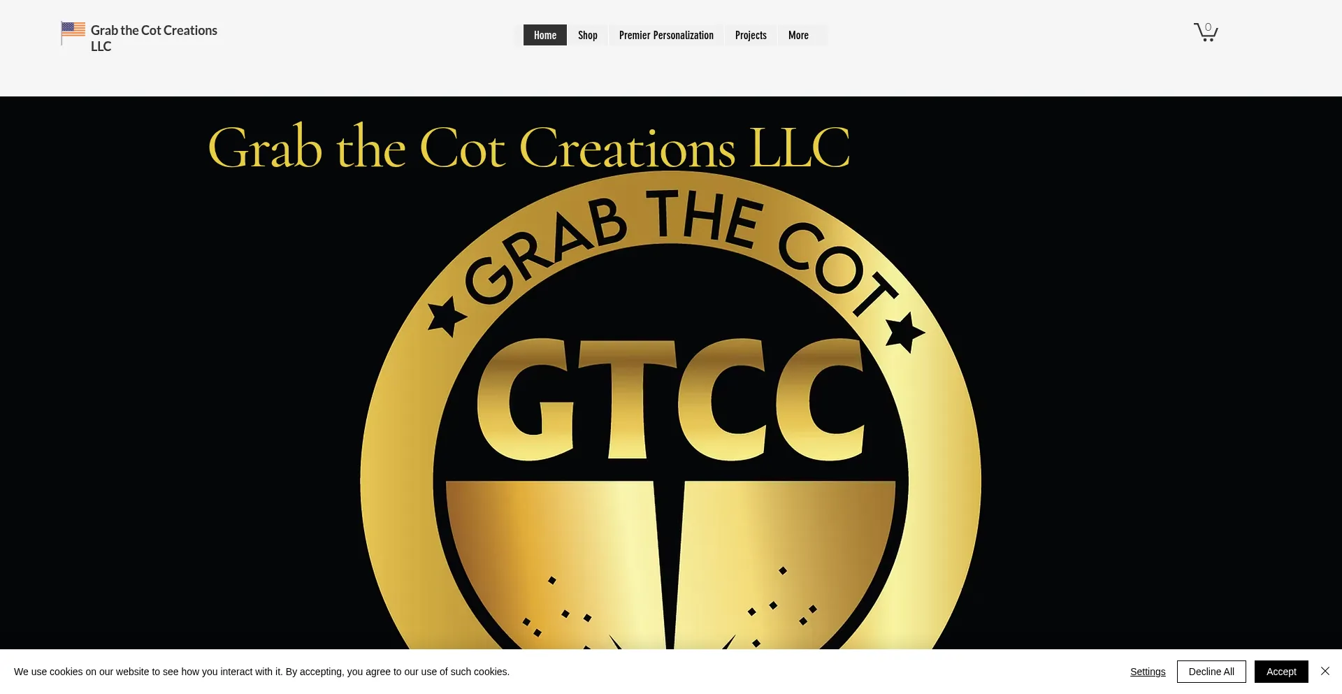 Website screenshot of Grabthecotcreations.com