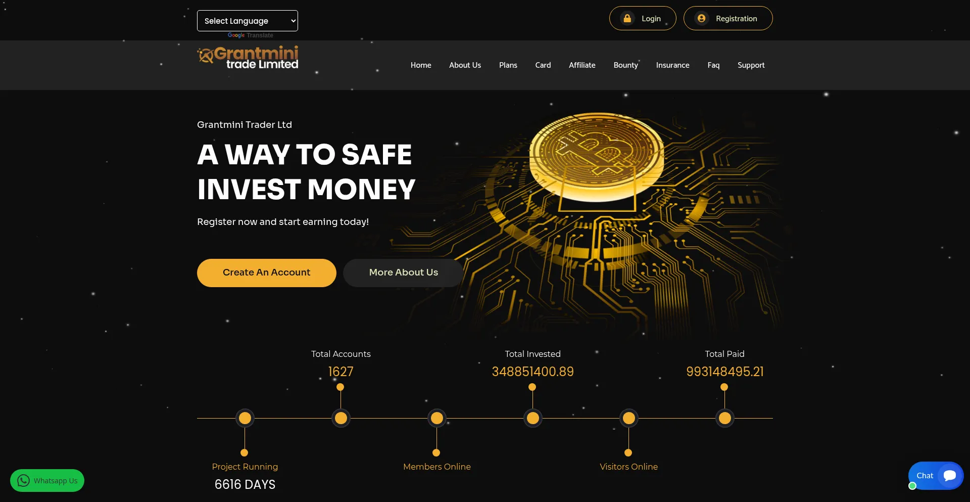 Website screenshot of Grantmini-traderltd.com