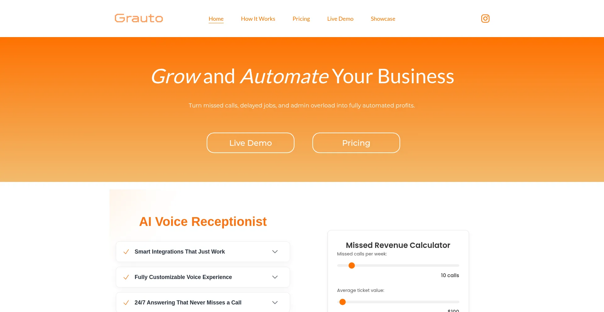 Website screenshot of Grauto.ai